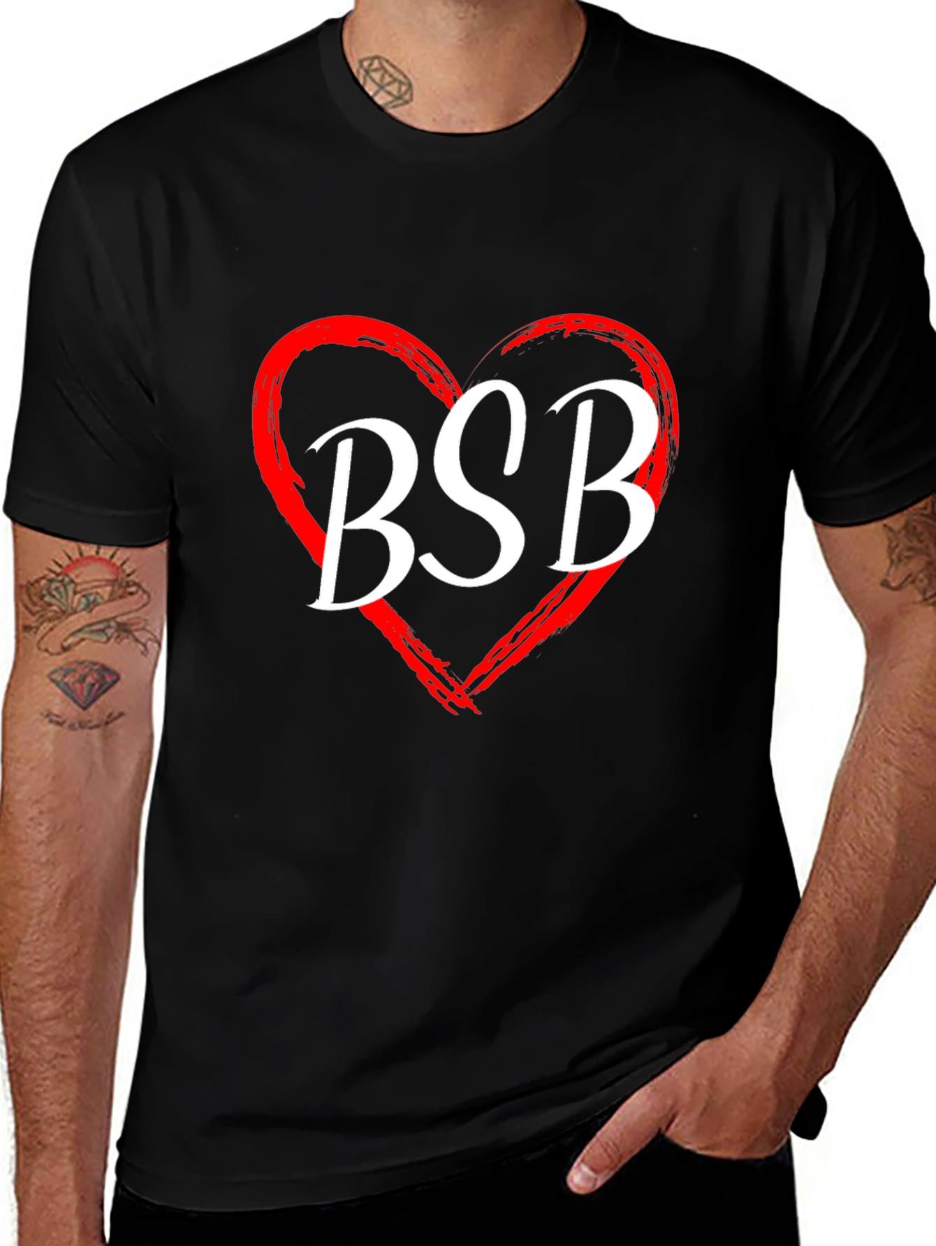 BSB Heart Graphic Tee - Black Cotton T-Shirt