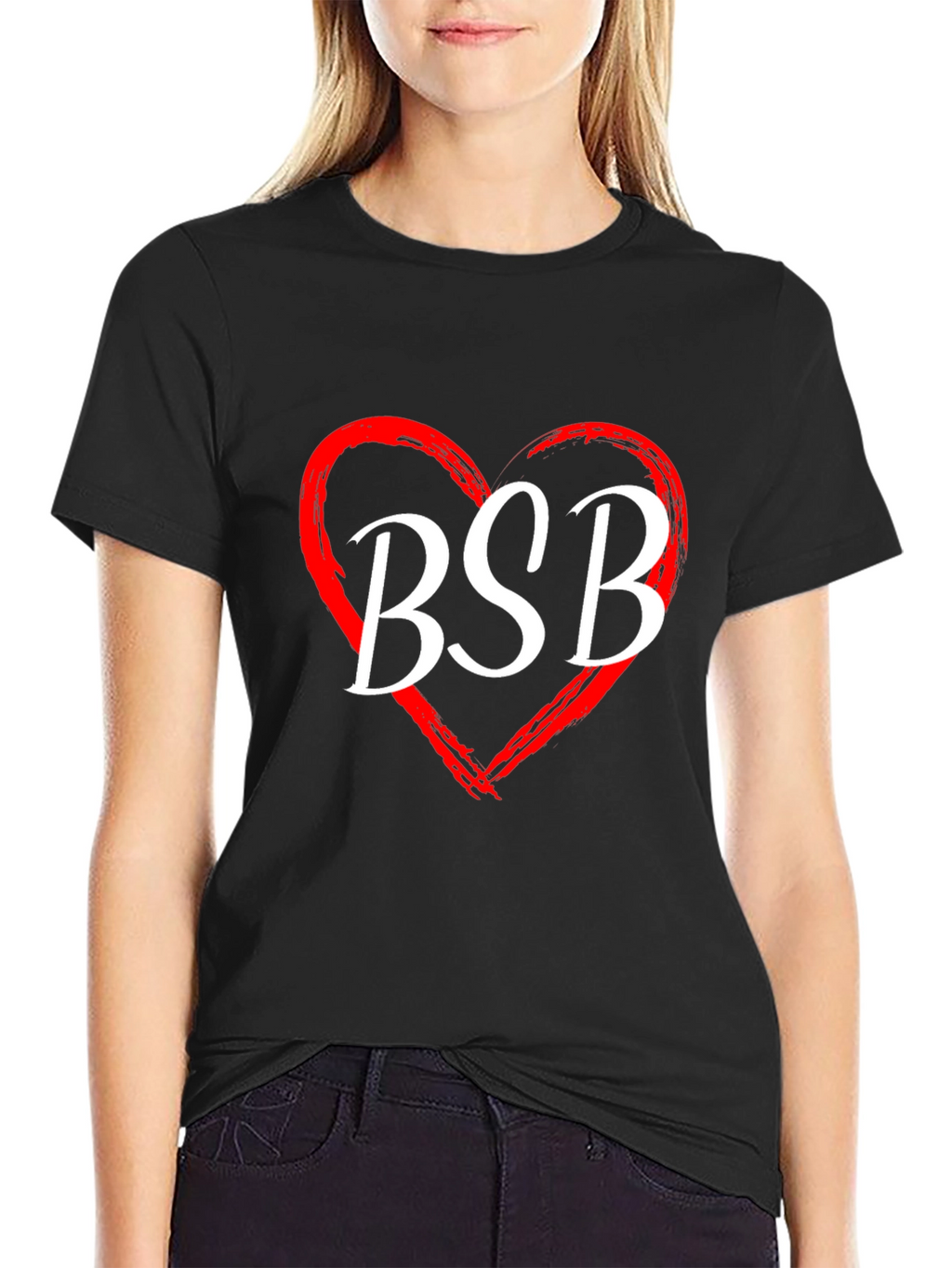 BSB Heart Graphic Tee - Black Cotton T-Shirt