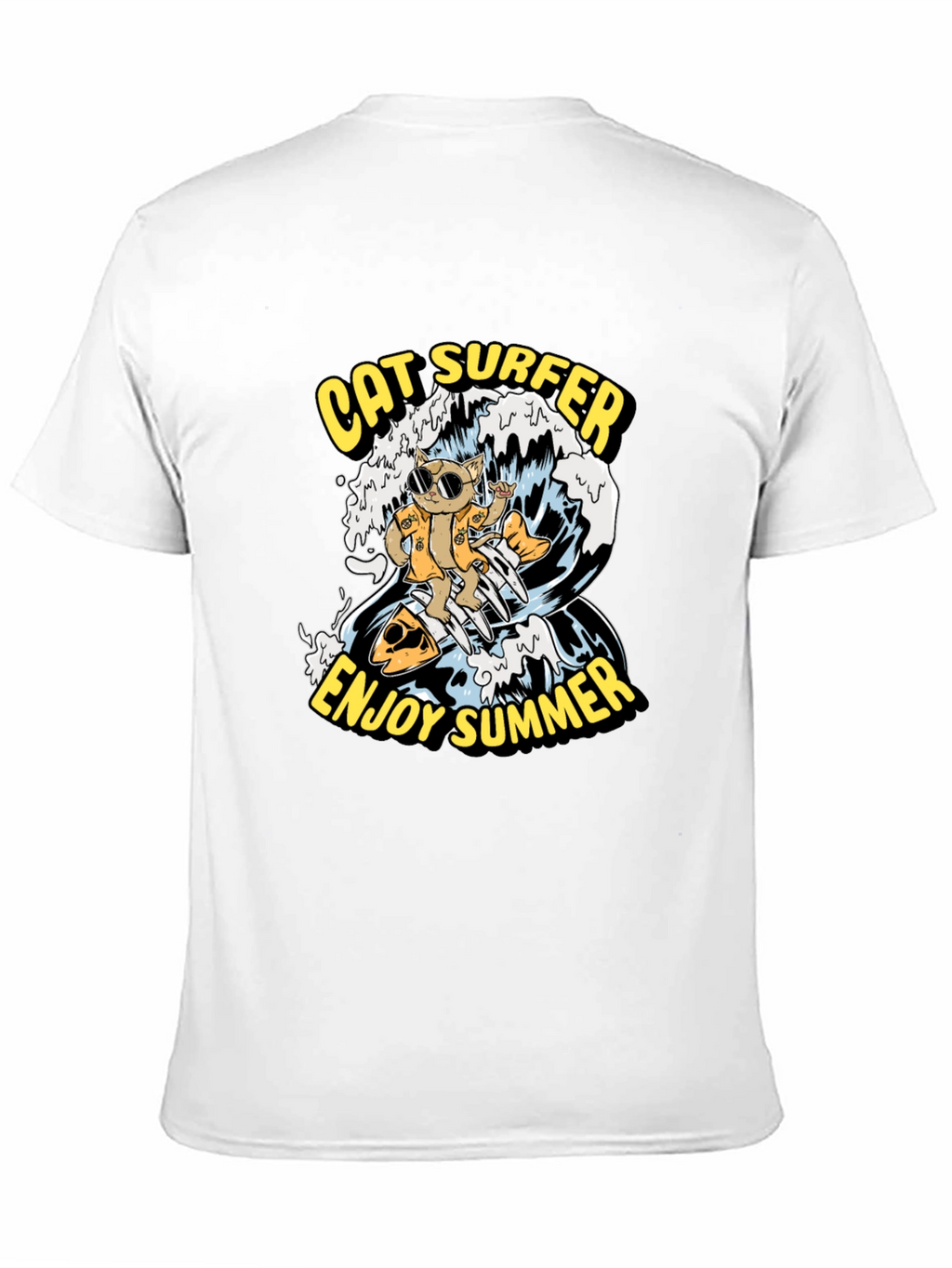 Cat Surfer Graphic Tee - Enjoy Summer!