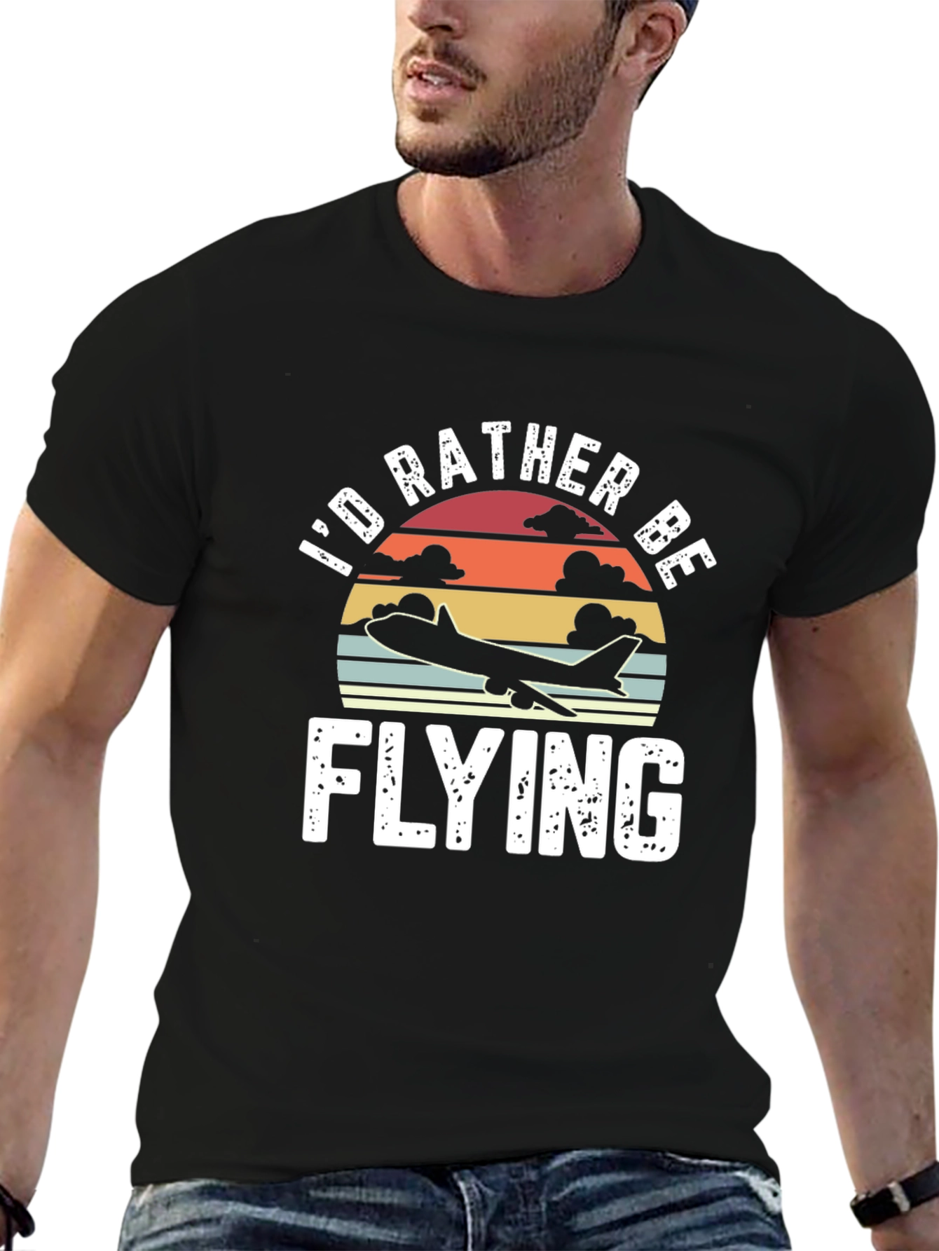 Id Rather Be Flying Retro T-Shirt - Pilot Aviation Gift