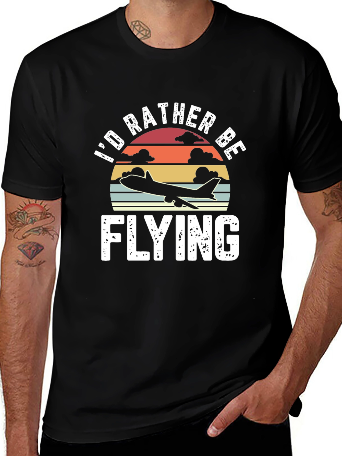 Id Rather Be Flying Retro T-Shirt - Pilot Aviation Gift