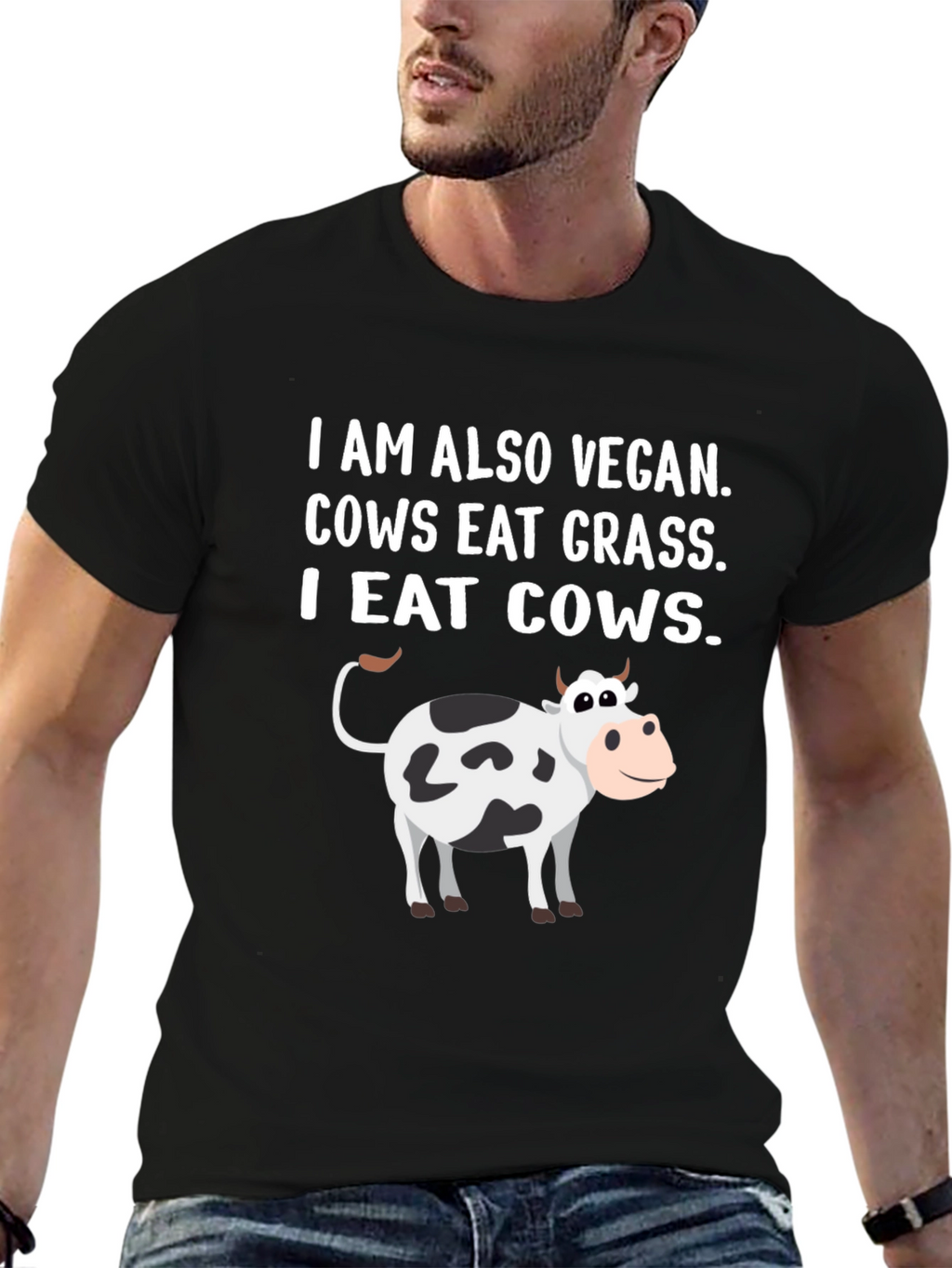Vegan I Eat Cows T-Shirt Funny Meat Eater Tee