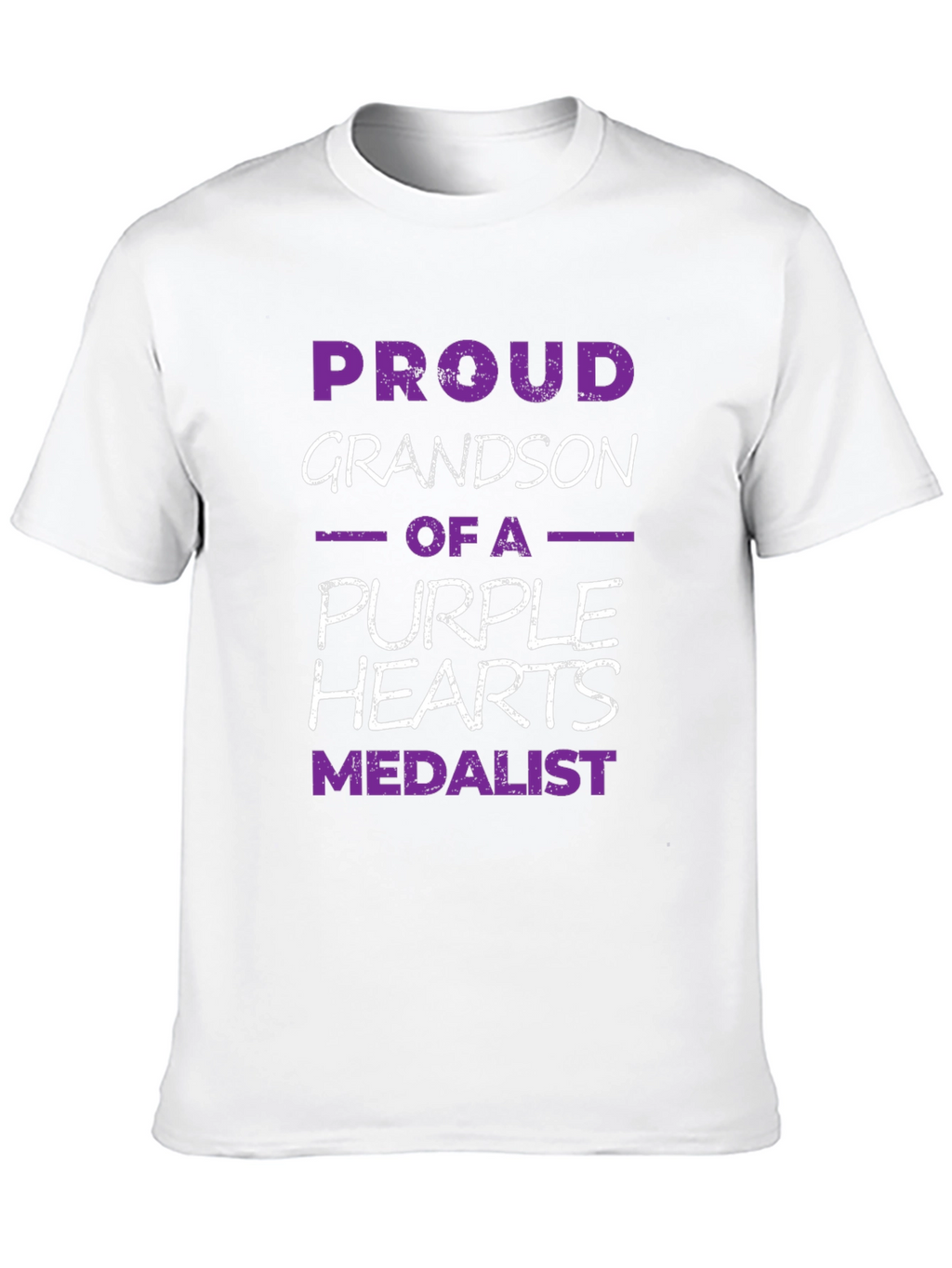 Proud Grandson Purple Hearts Medalist Black T-Shirt