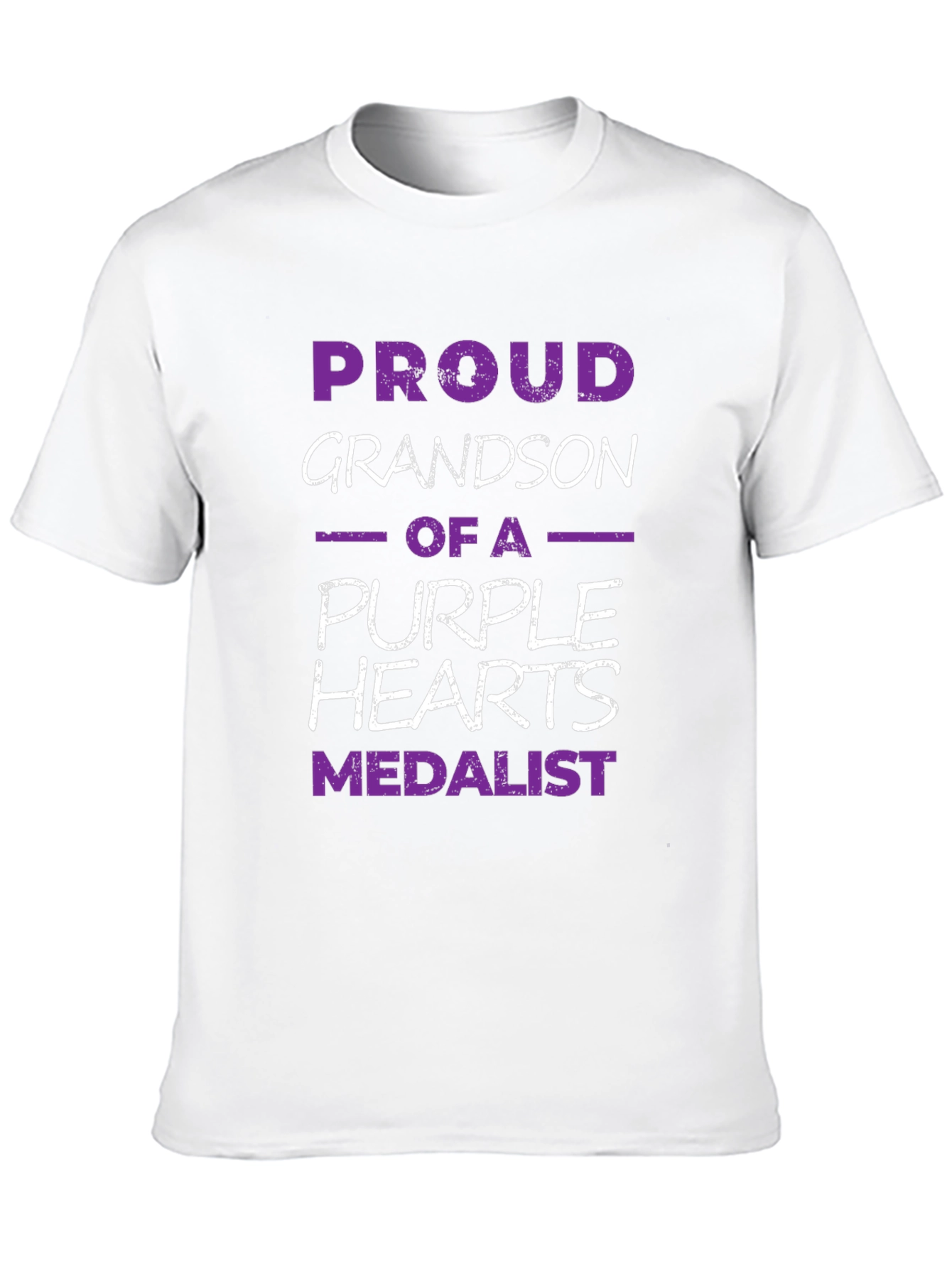 Proud Grandson Purple Hearts Medalist Black T-Shirt