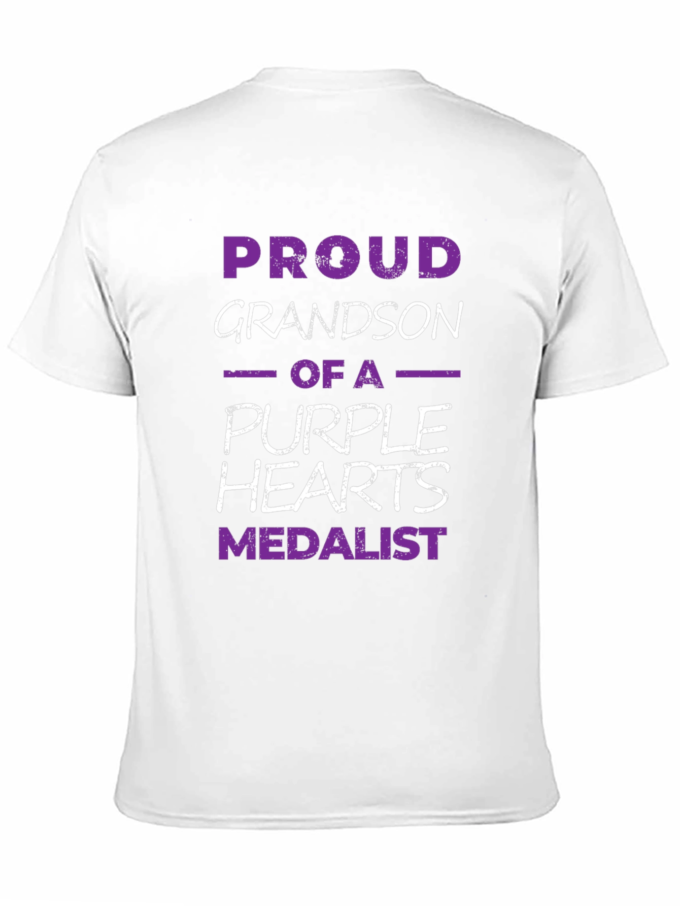 Proud Grandson Purple Hearts Medalist Black T-Shirt