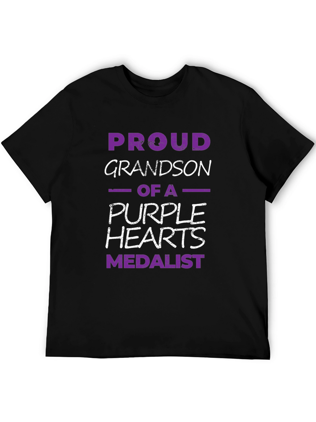 Proud Grandson Purple Hearts Medalist Black T-Shirt