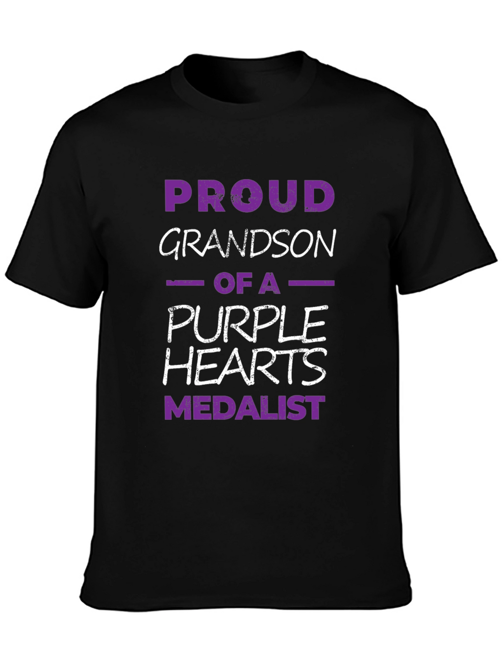 Proud Grandson Purple Hearts Medalist Black T-Shirt