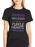 Proud Grandson Purple Hearts Medalist Black T-Shirt