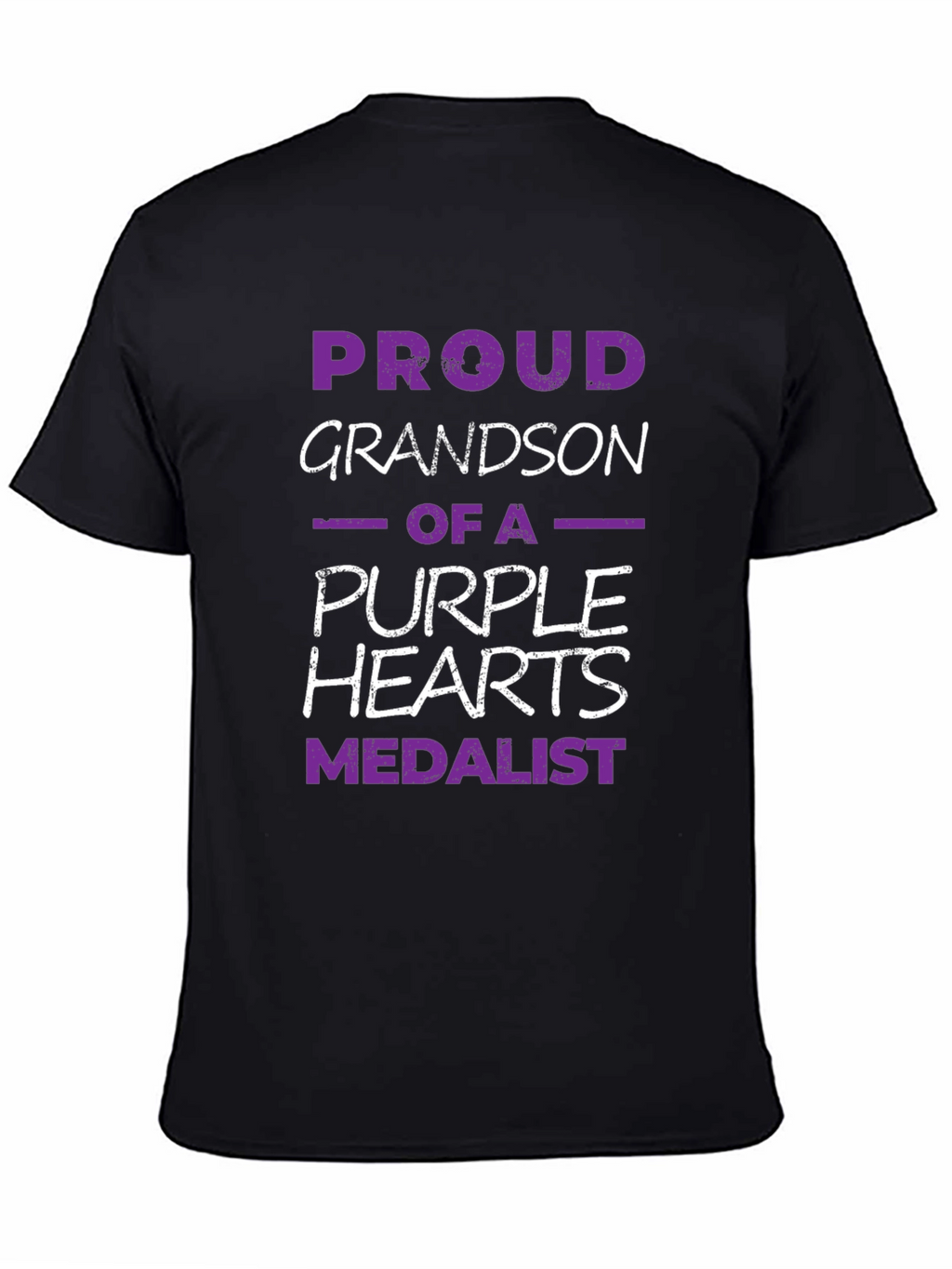 Proud Grandson Purple Hearts Medalist Black T-Shirt