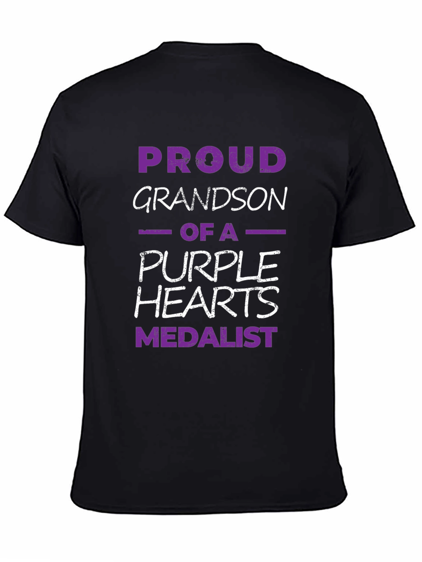 Proud Grandson Purple Hearts Medalist Black T-Shirt