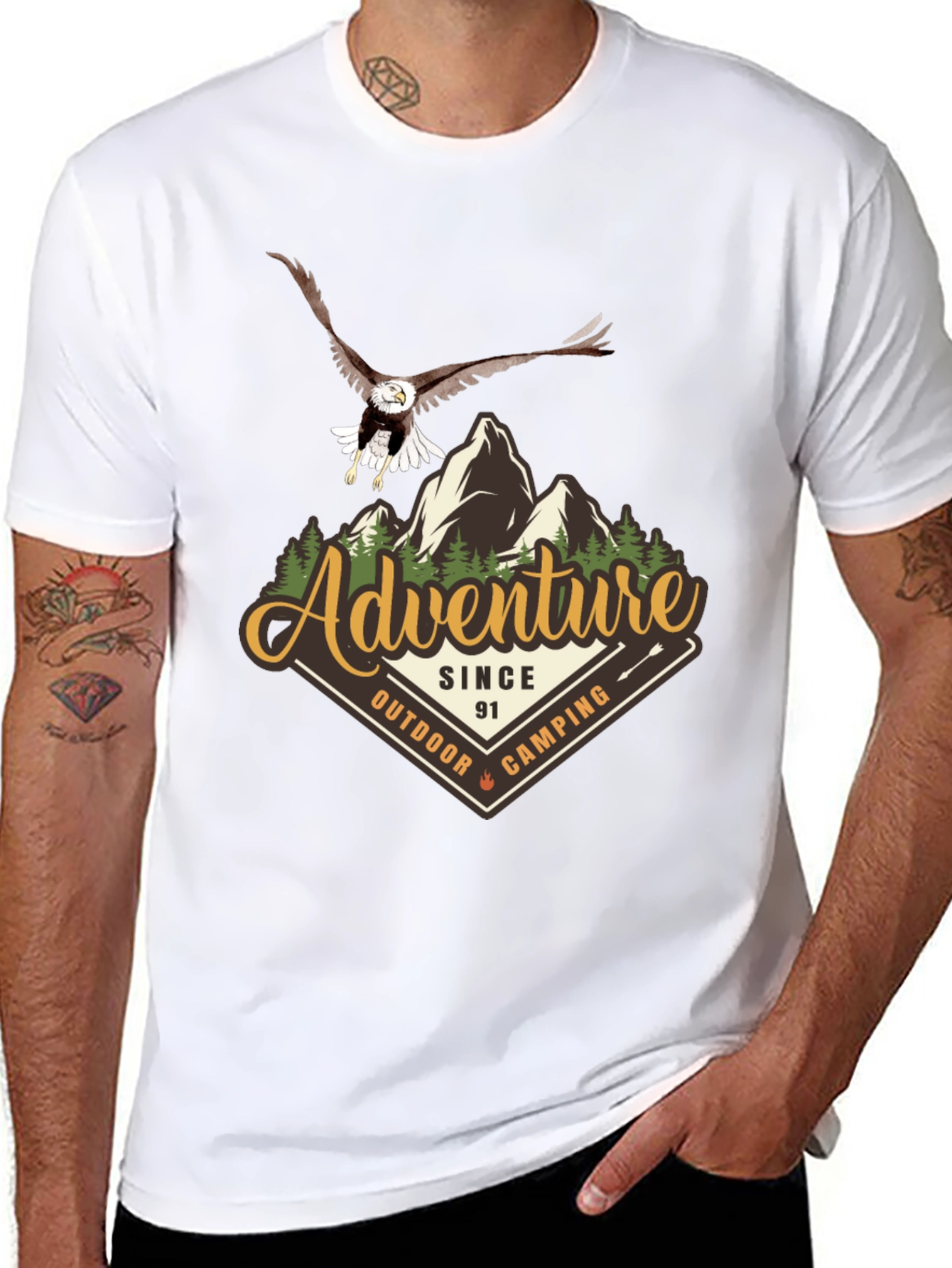 Adventure Camping Eagle Graphic T-Shirt