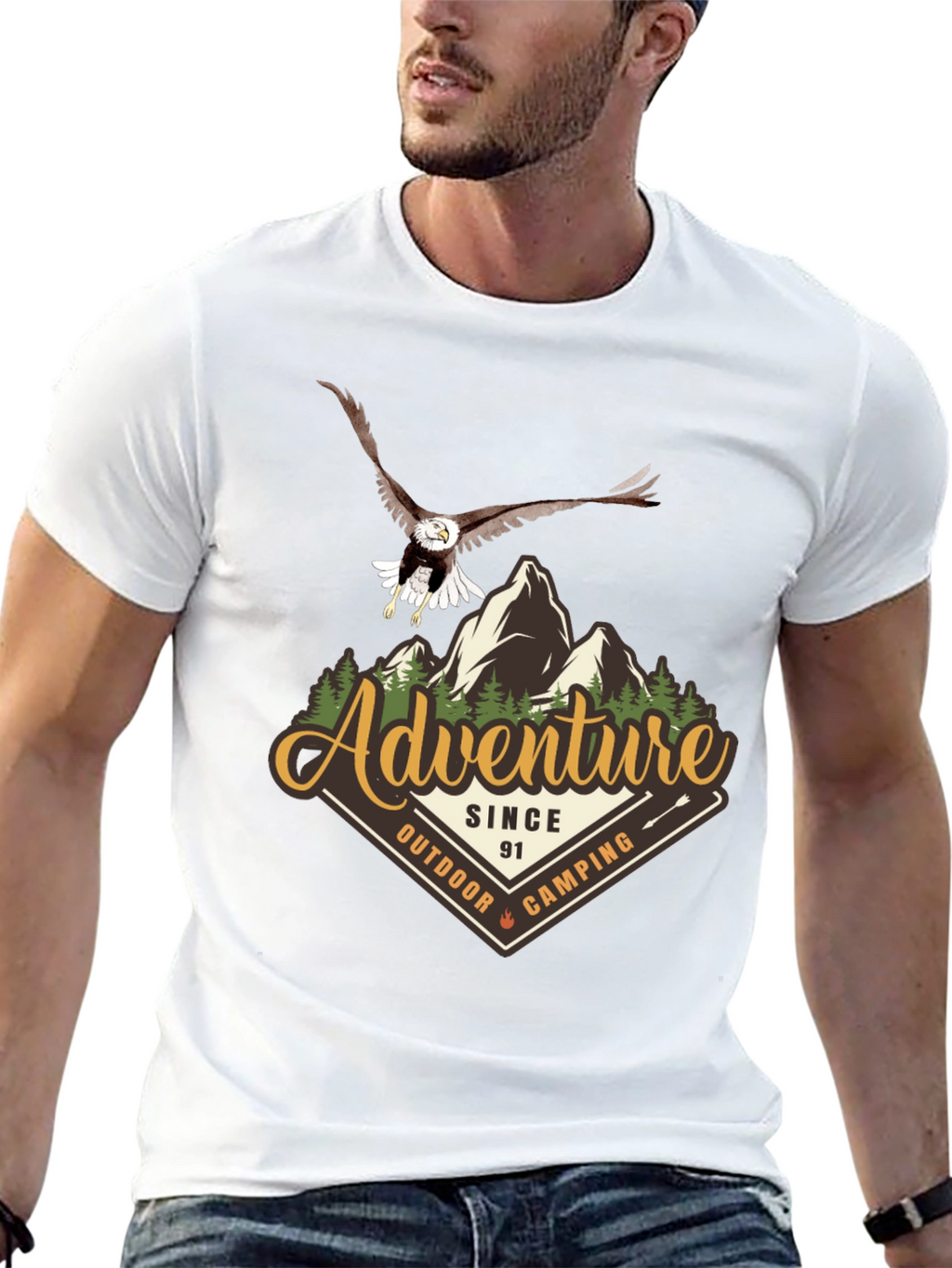 Adventure Camping Eagle Graphic T-Shirt