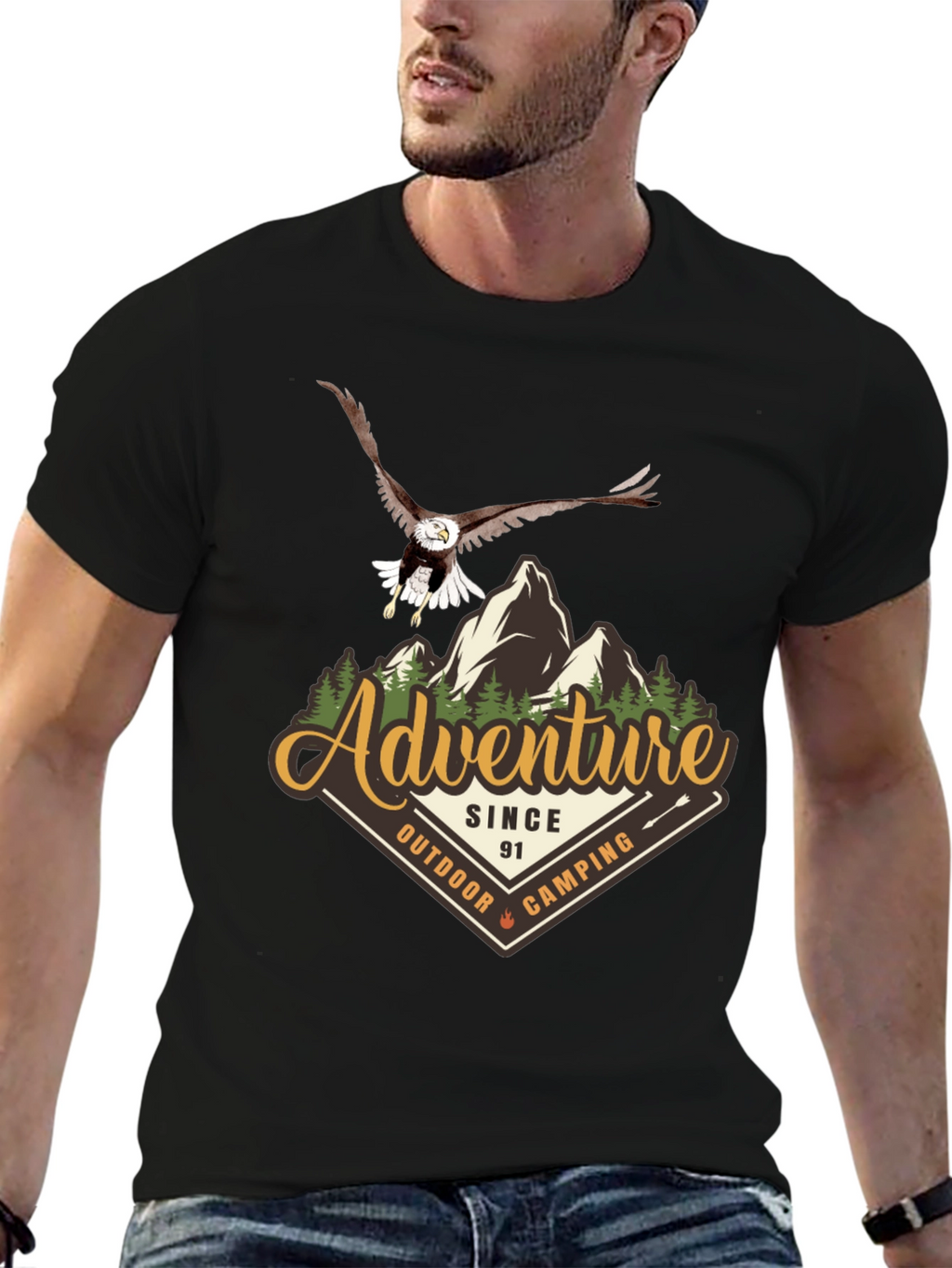 Adventure Camping Eagle Graphic T-Shirt