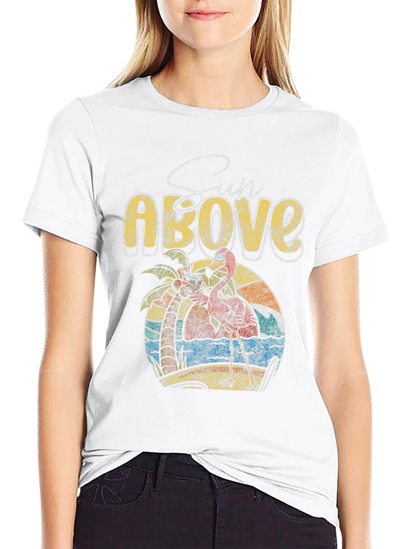 Sun Above Flamingo Graphic T-Shirt