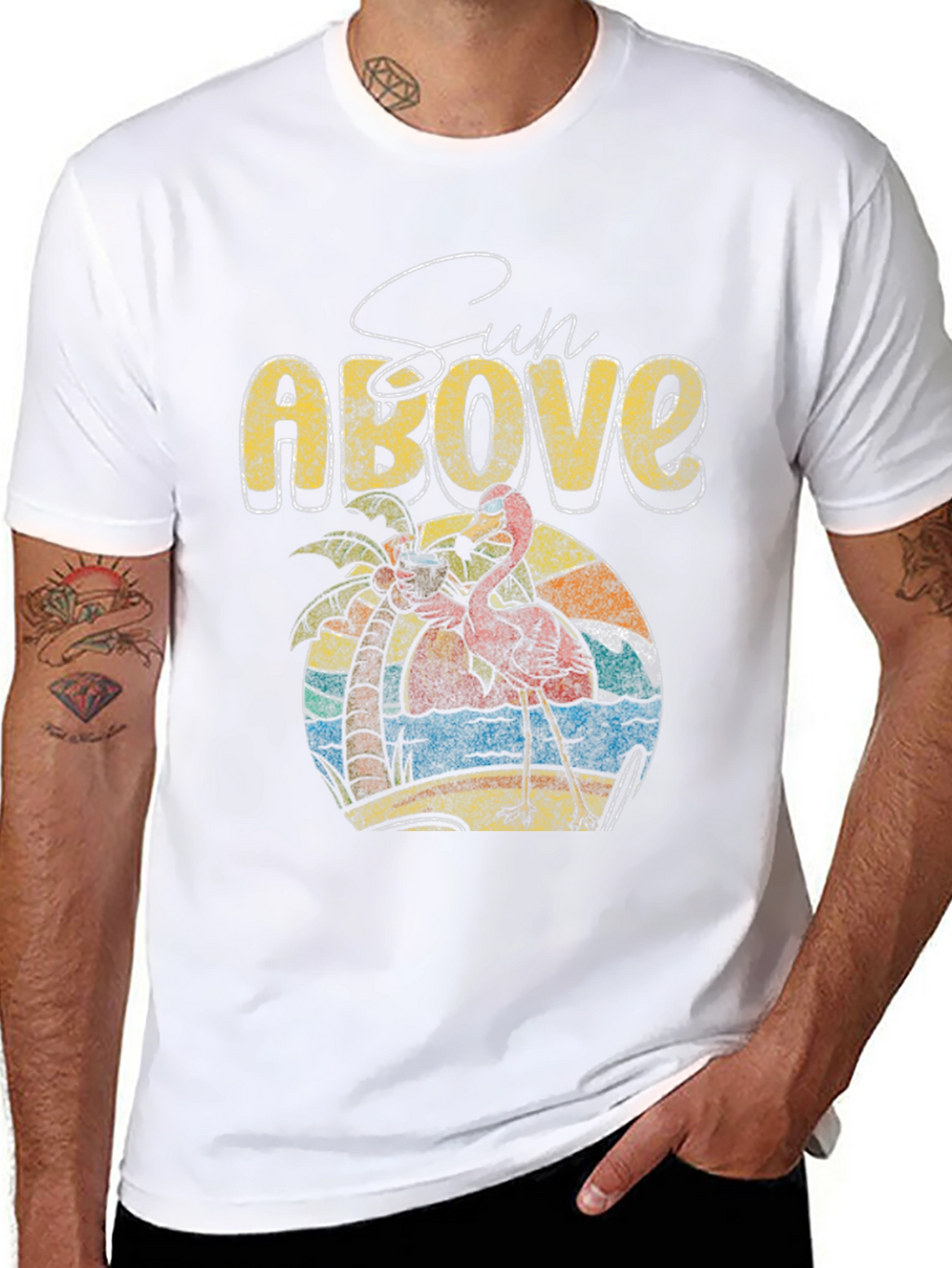 Sun Above Flamingo Graphic T-Shirt
