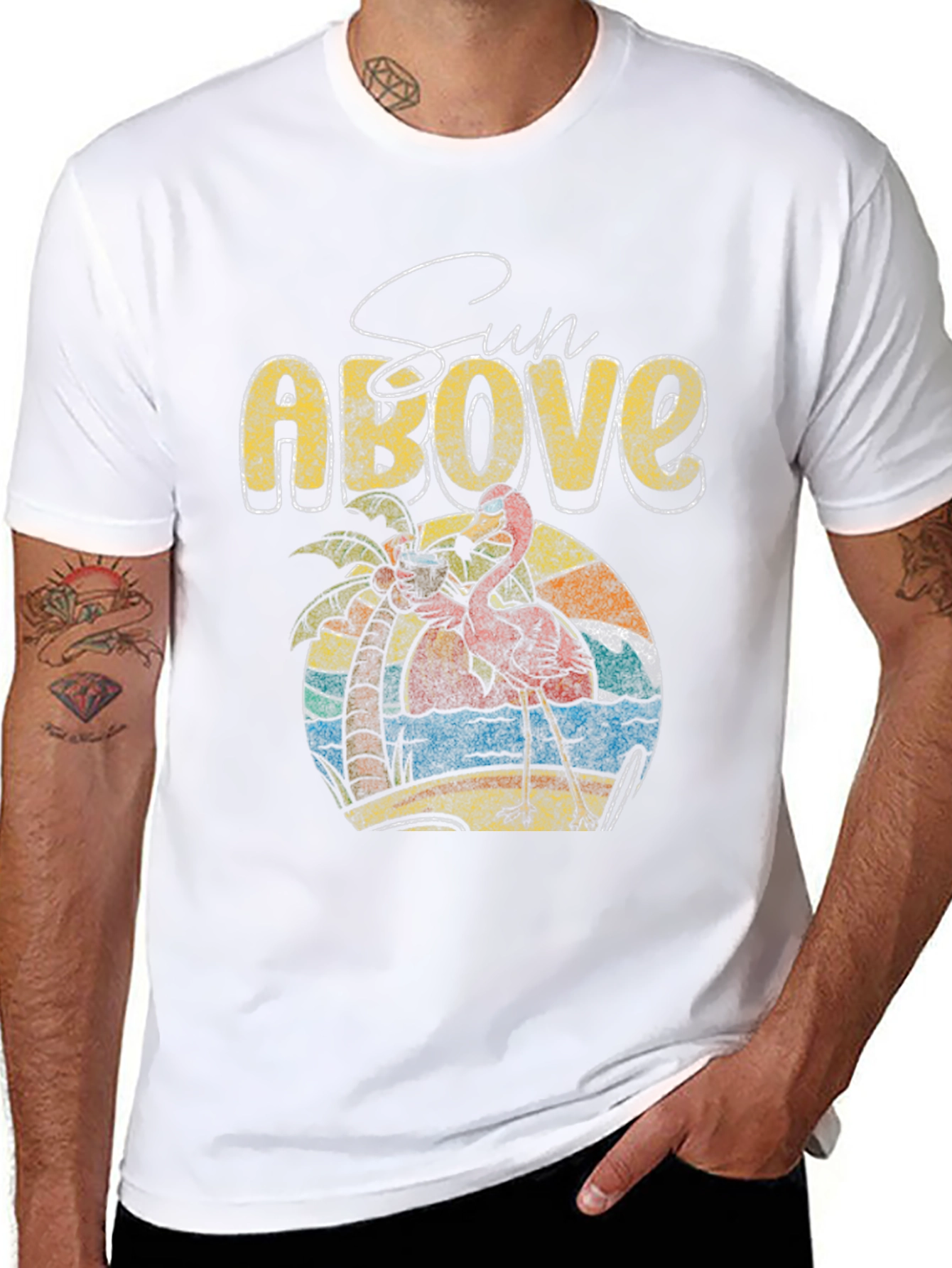 Sun Above Flamingo Graphic T-Shirt