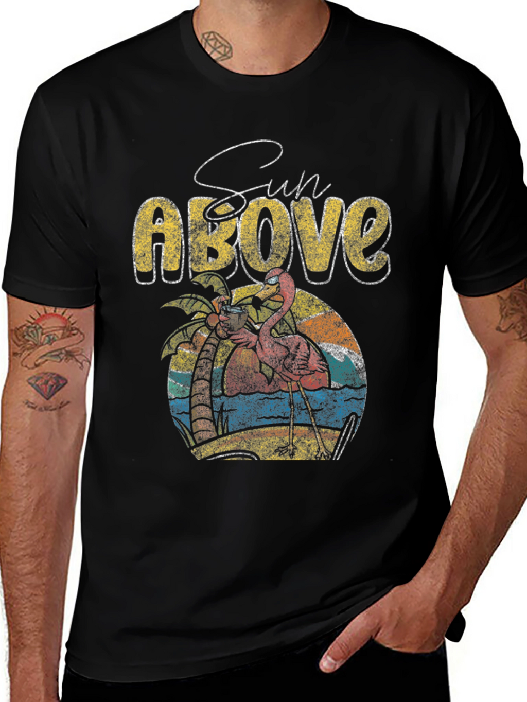 Sun Above Flamingo Graphic T-Shirt