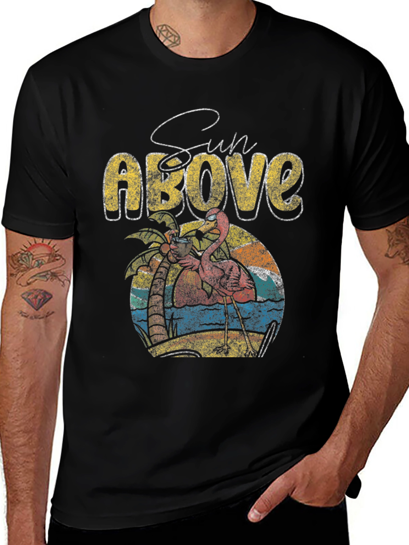 Sun Above Flamingo Graphic T-Shirt