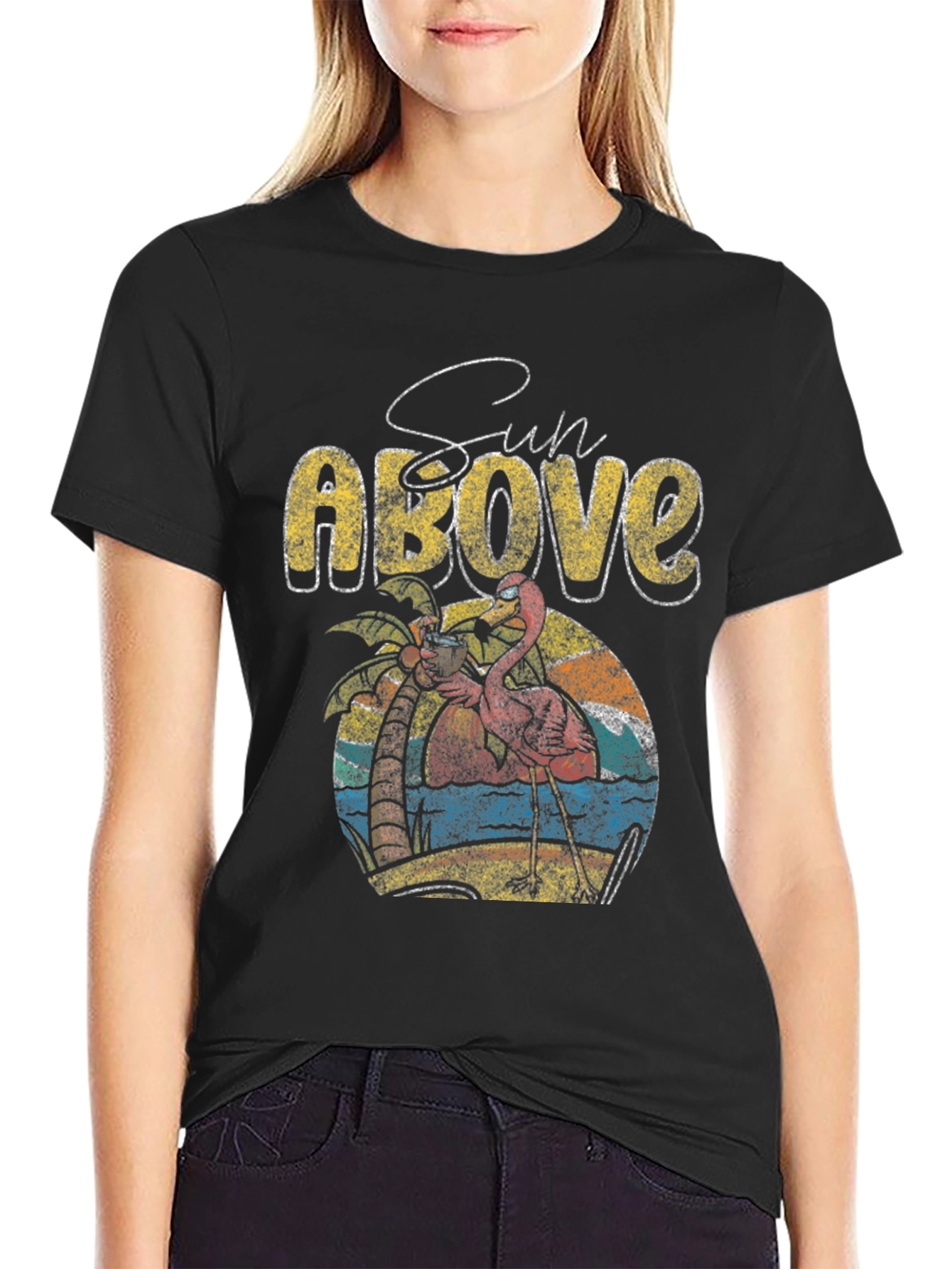 Sun Above Flamingo Graphic T-Shirt