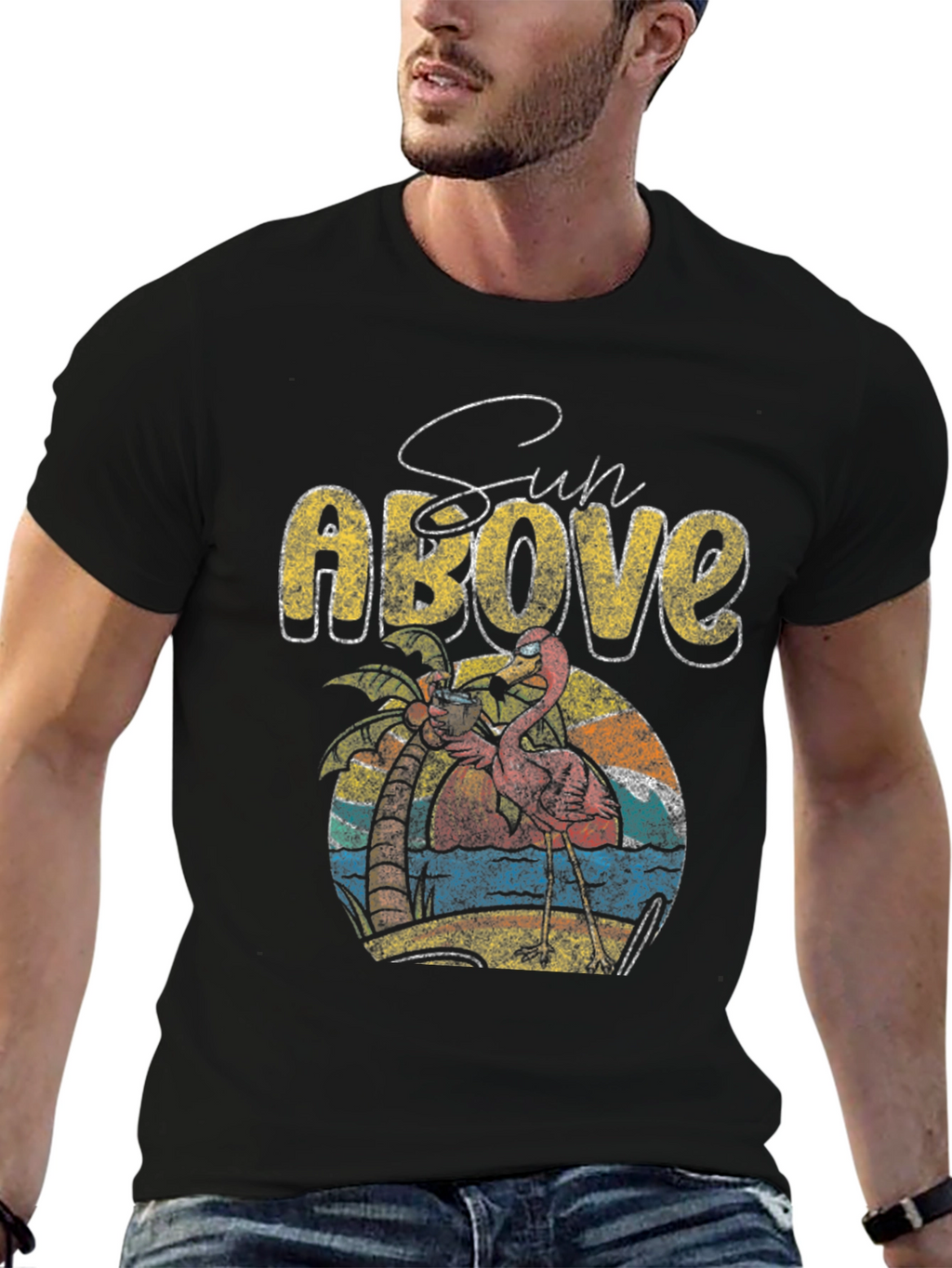 Sun Above Flamingo Graphic T-Shirt