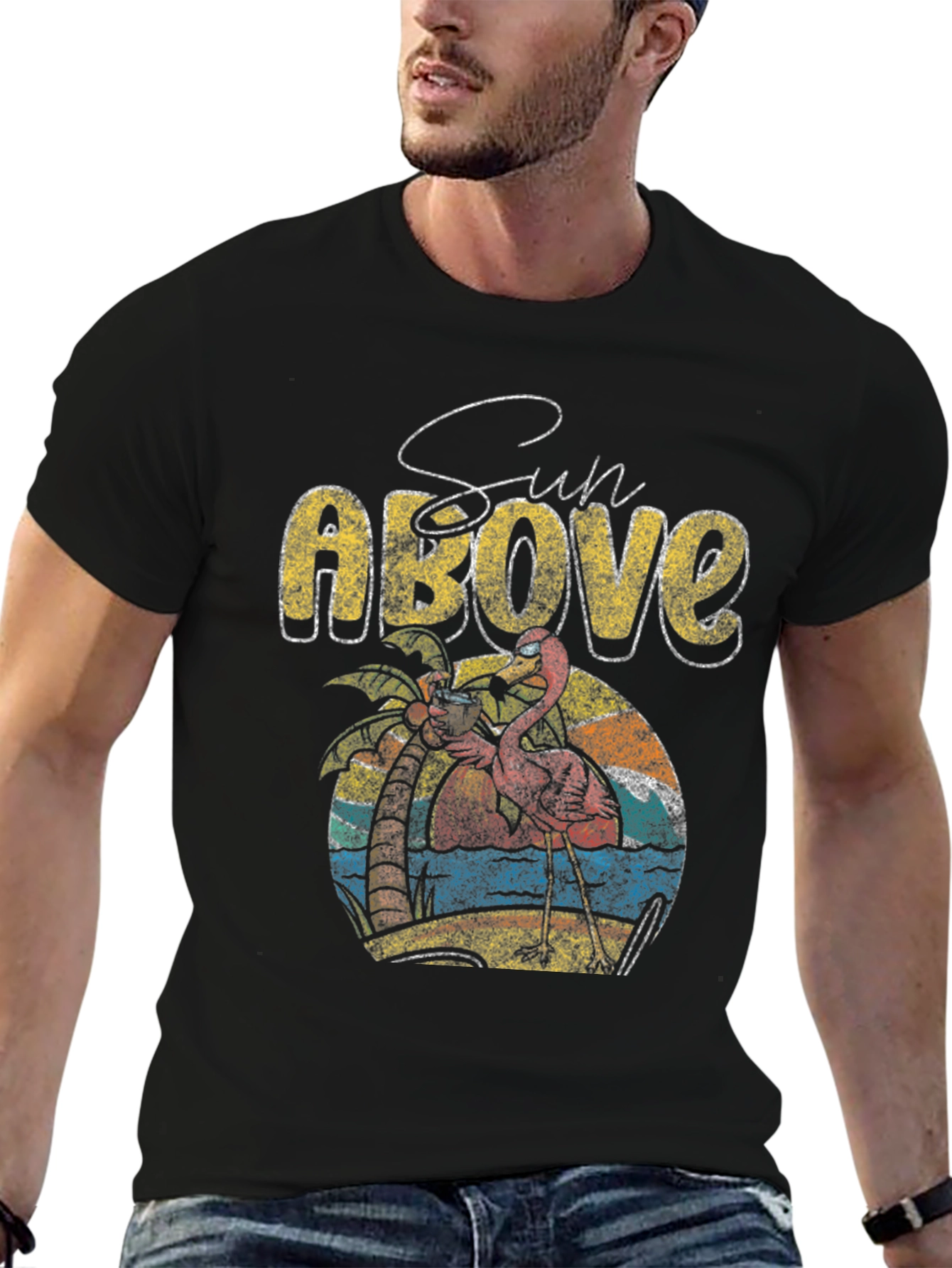 Sun Above Flamingo Graphic T-Shirt