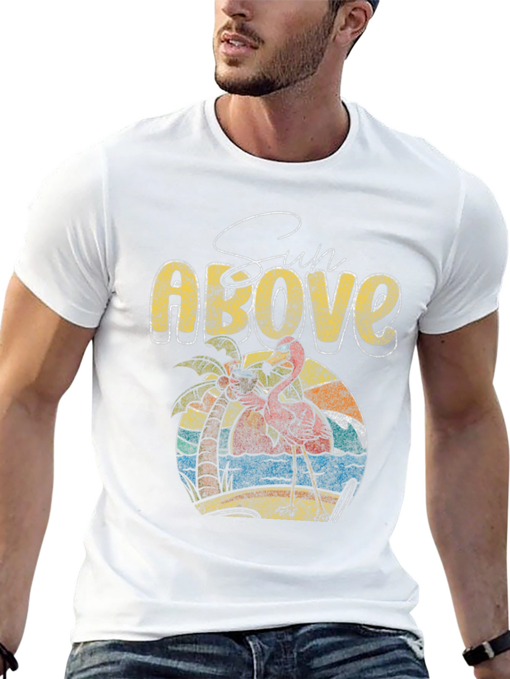 Sun Above Flamingo Graphic T-Shirt
