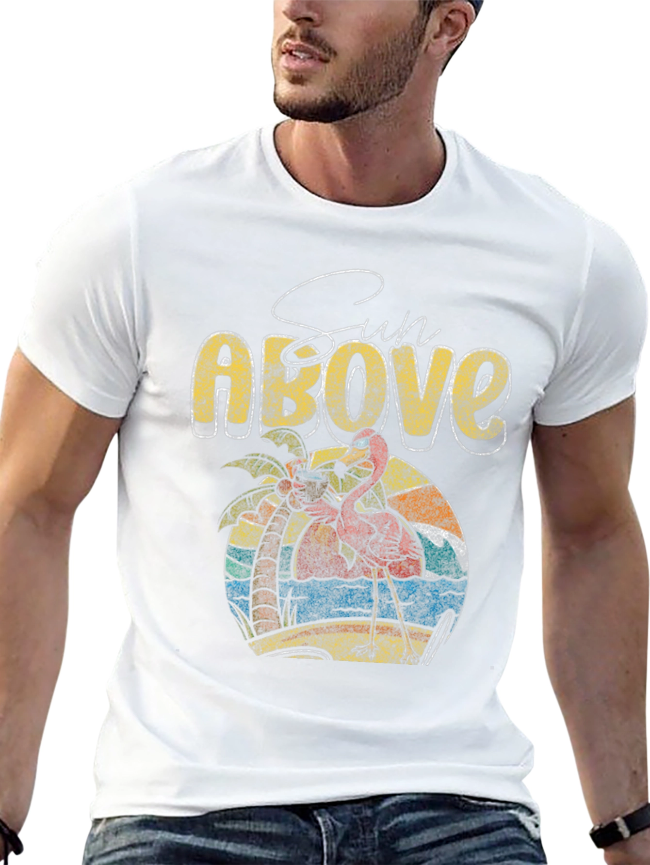 Sun Above Flamingo Graphic T-Shirt
