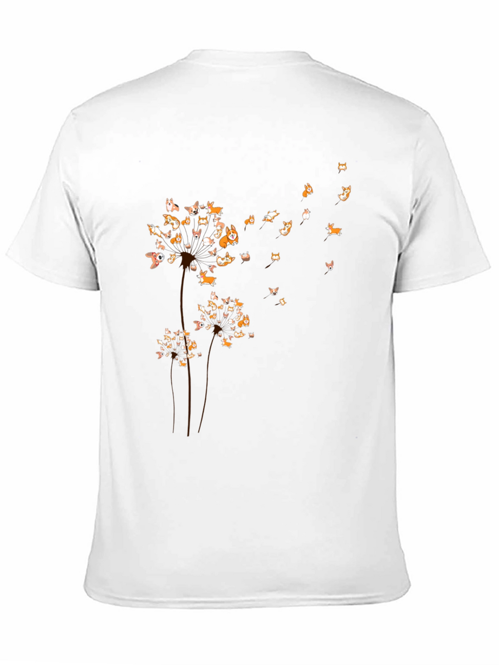 Corgi Dandelion Black T-Shirt