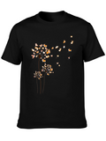 Corgi Dandelion Black T-Shirt