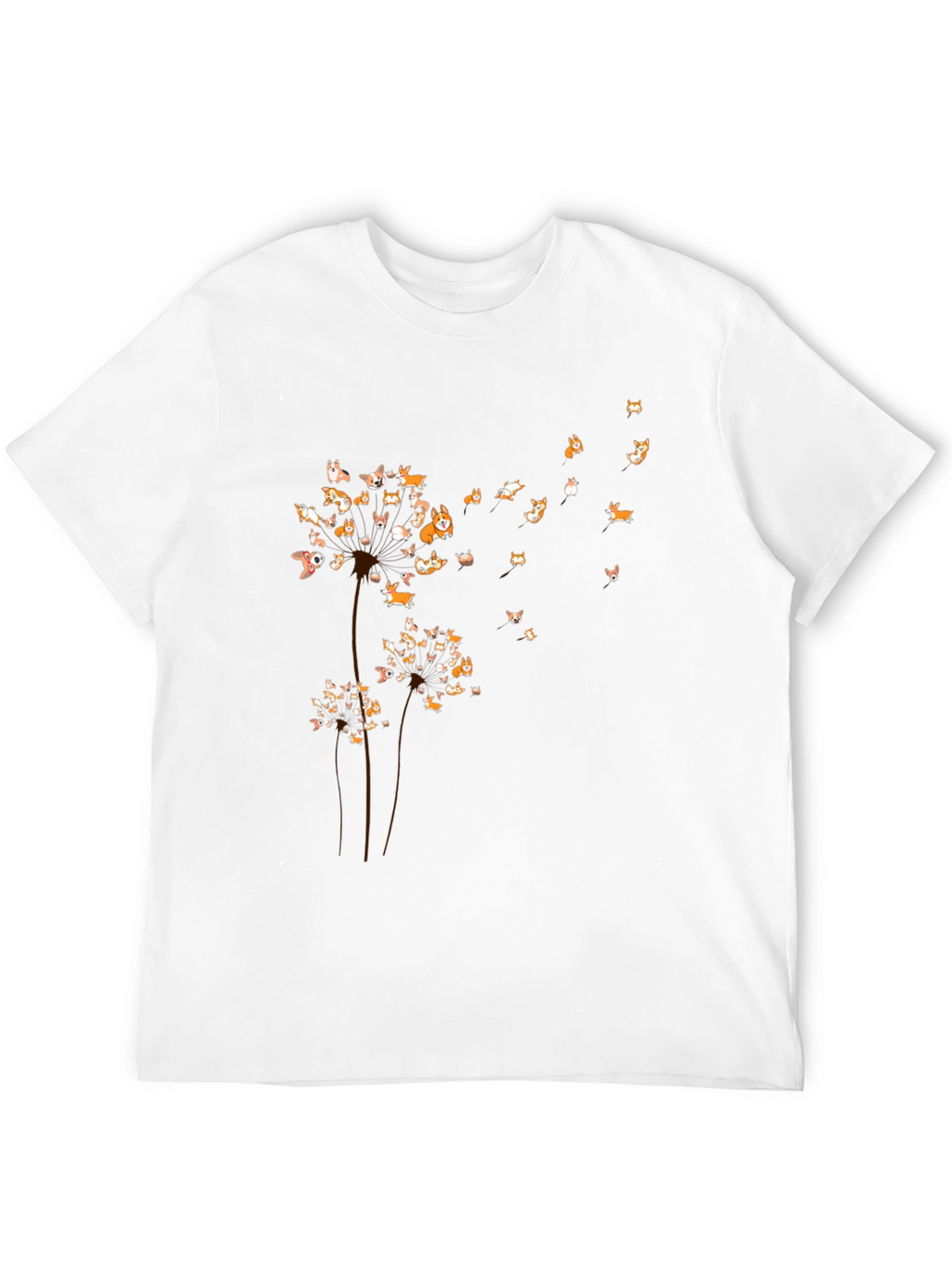 Corgi Dandelion Black T-Shirt