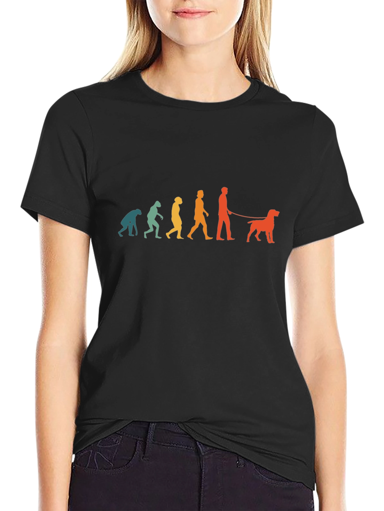 Evolution of Dog Walker T-Shirt - Black