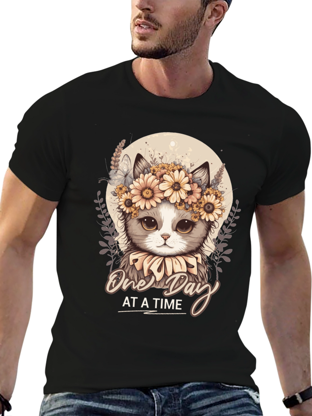 Cute Cat T-Shirt: One Day At A Time