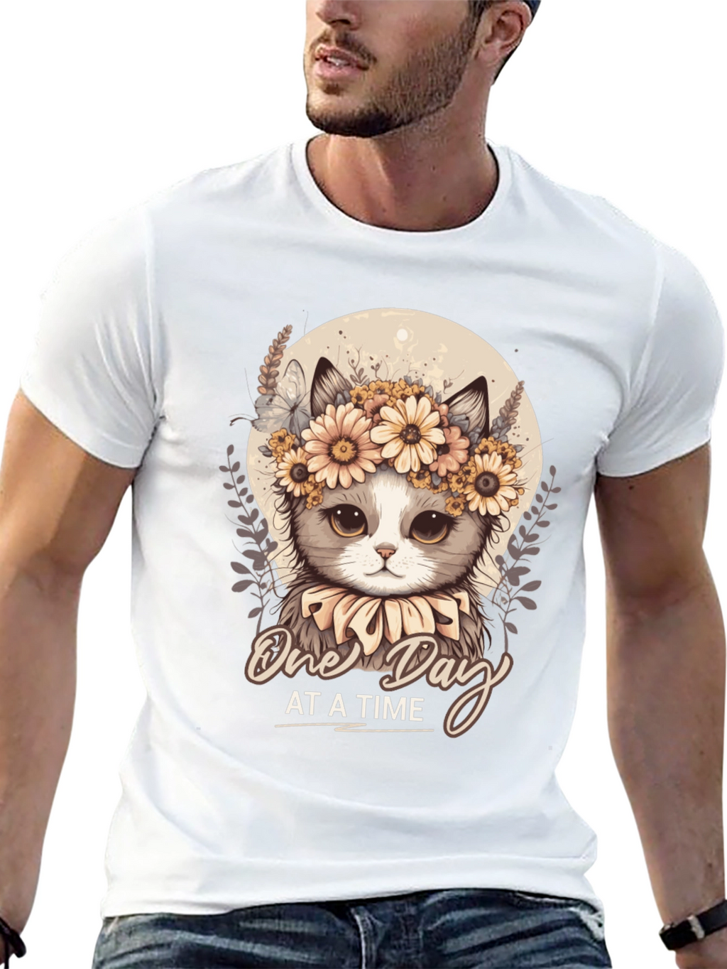 Cute Cat T-Shirt: One Day At A Time
