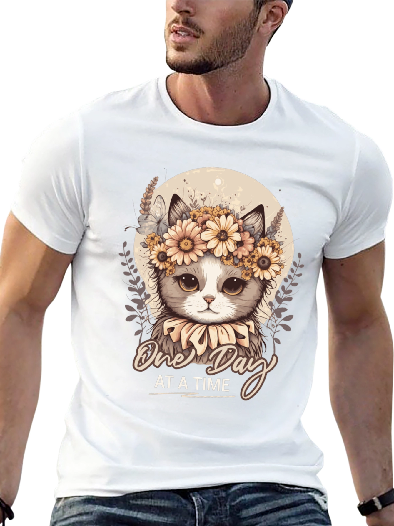 Cute Cat T-Shirt: One Day At A Time