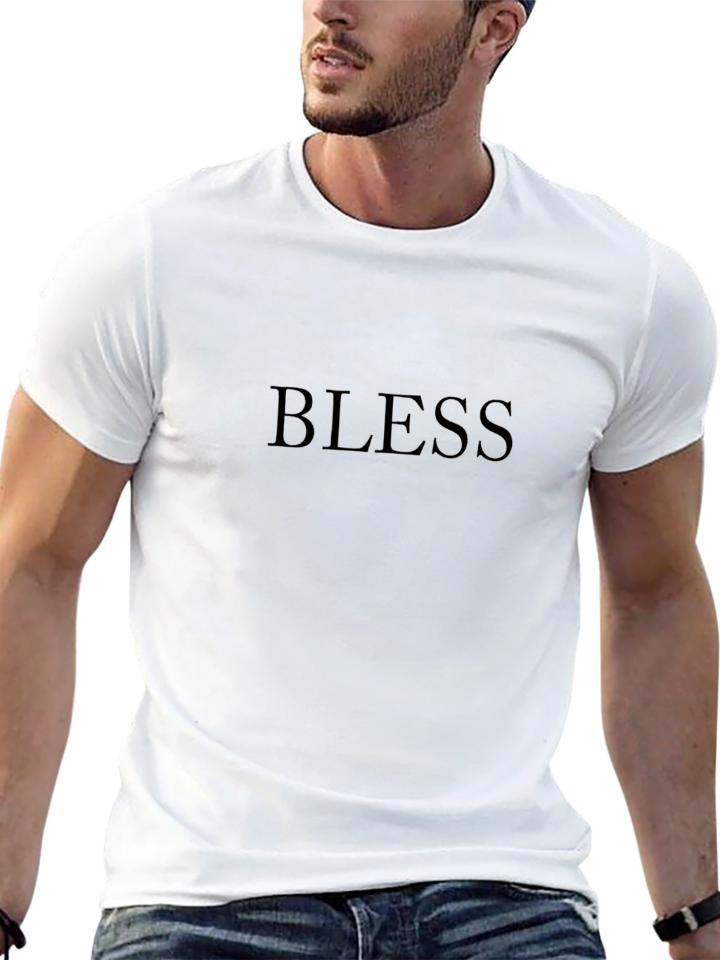 Bless T-Shirt - Black Crew Neck