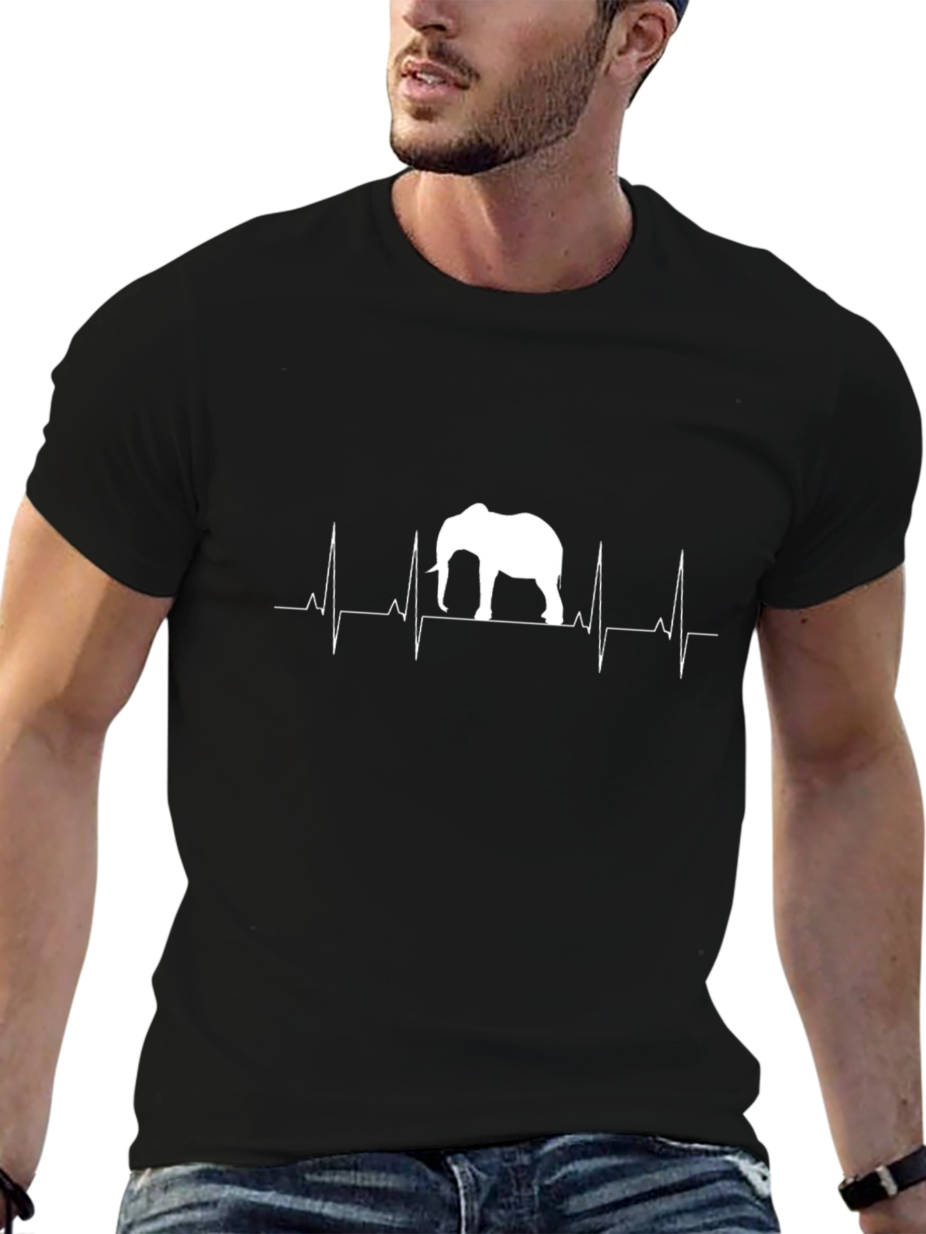 Elephant Heartbeat T-Shirt - Black