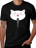 Singing Cat T-Shirt - Black Graphic Tee