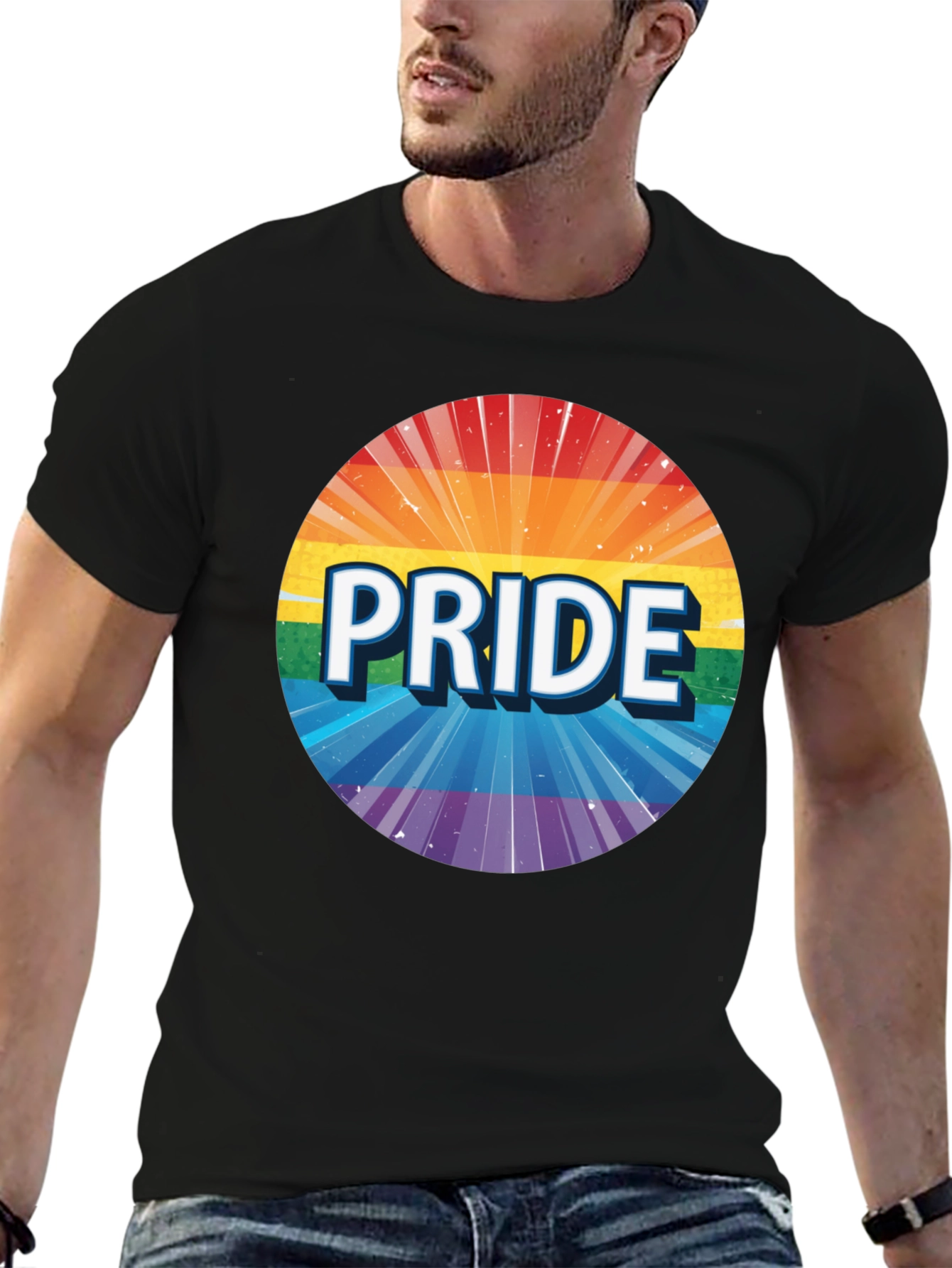 Pride Rainbow Graphic Tee - Unisex Black T-Shirt