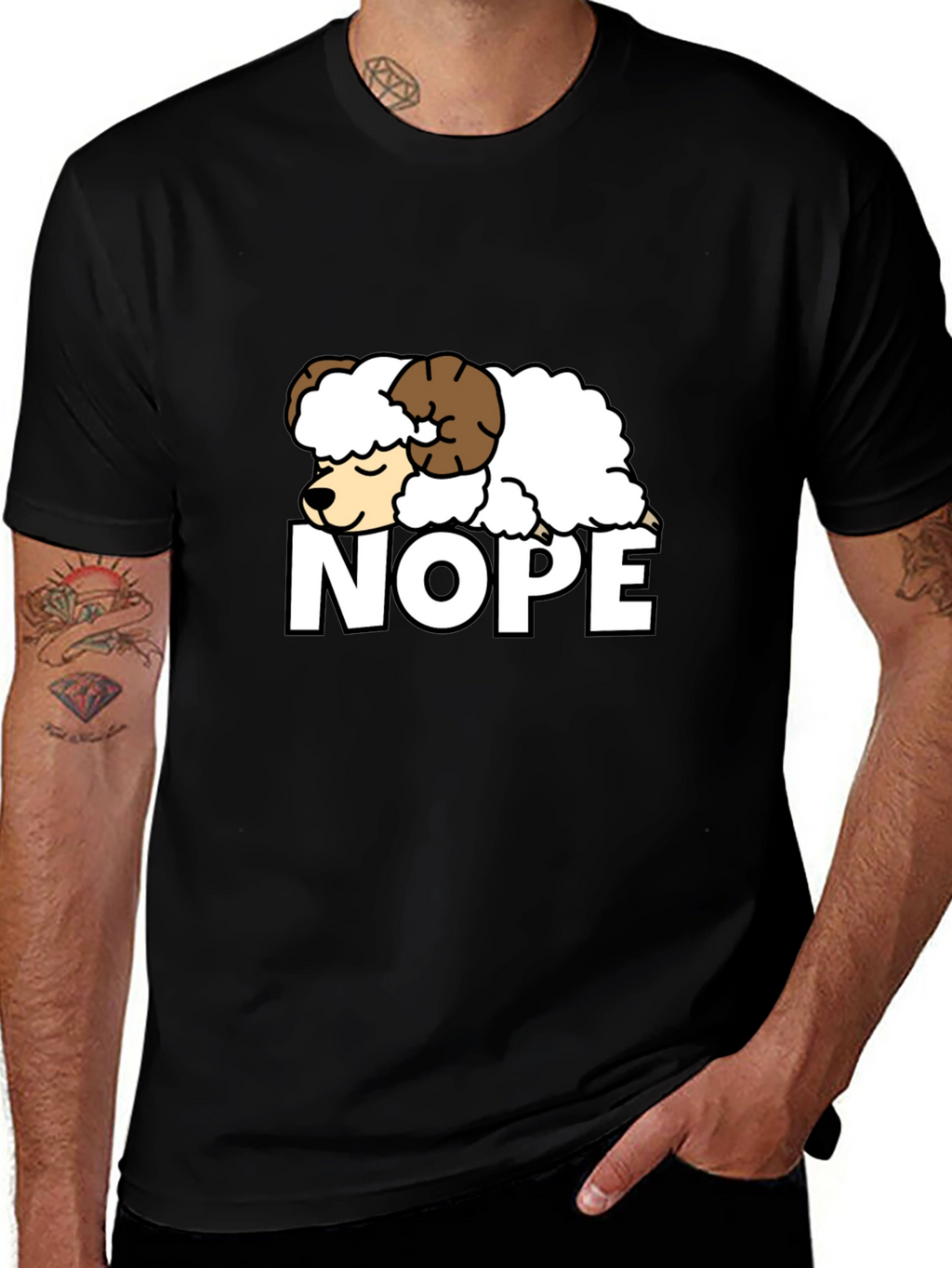 Nope Sheep Graphic Tee - Funny Lazy Animal T-Shirt