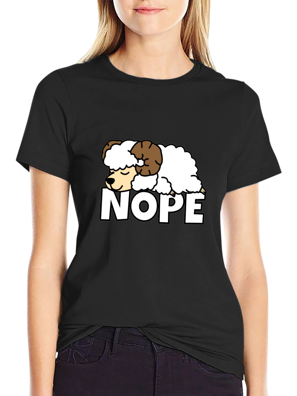 Nope Sheep Graphic Tee - Funny Lazy Animal T-Shirt