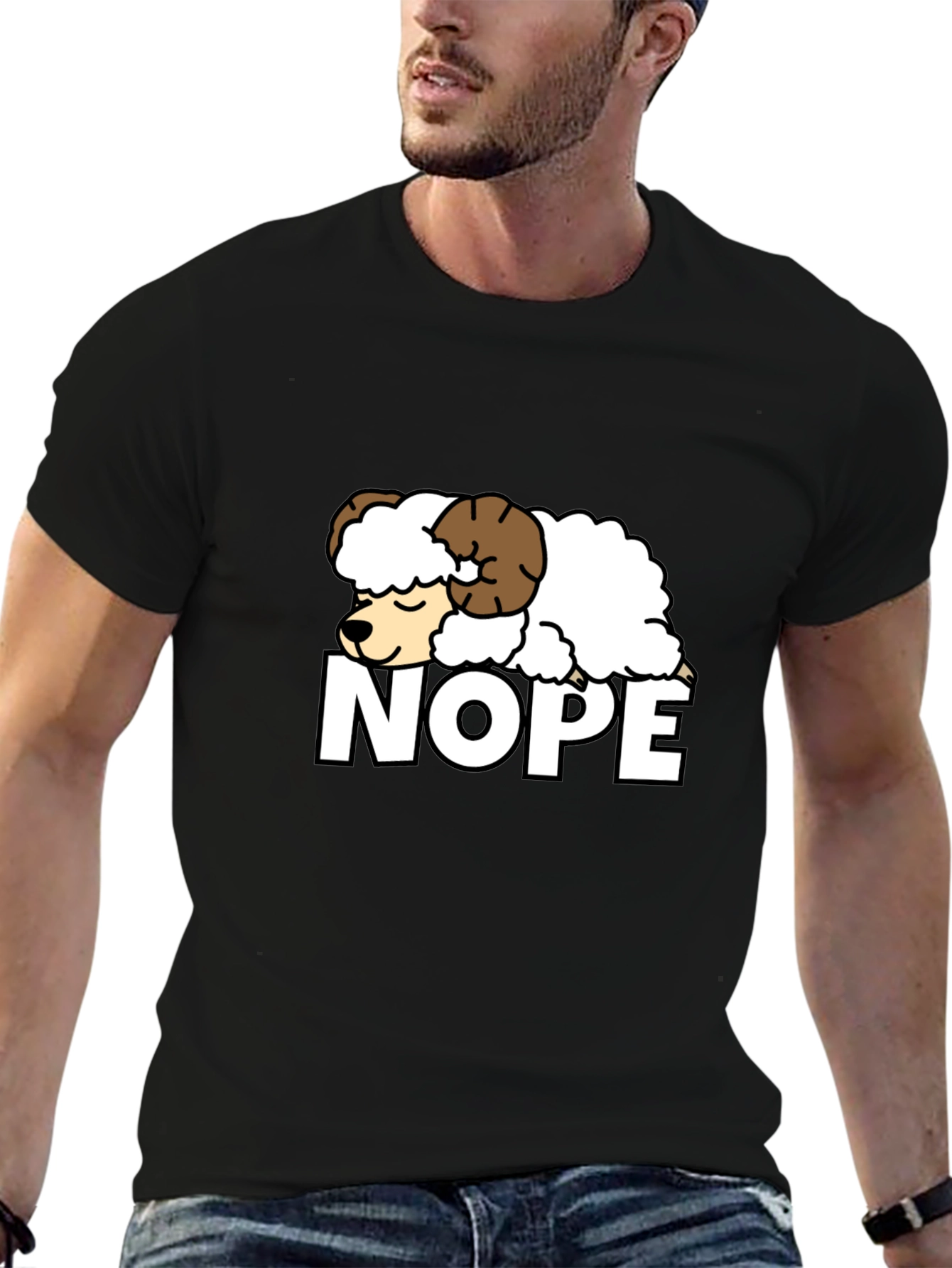 Nope Sheep Graphic Tee - Funny Lazy Animal T-Shirt
