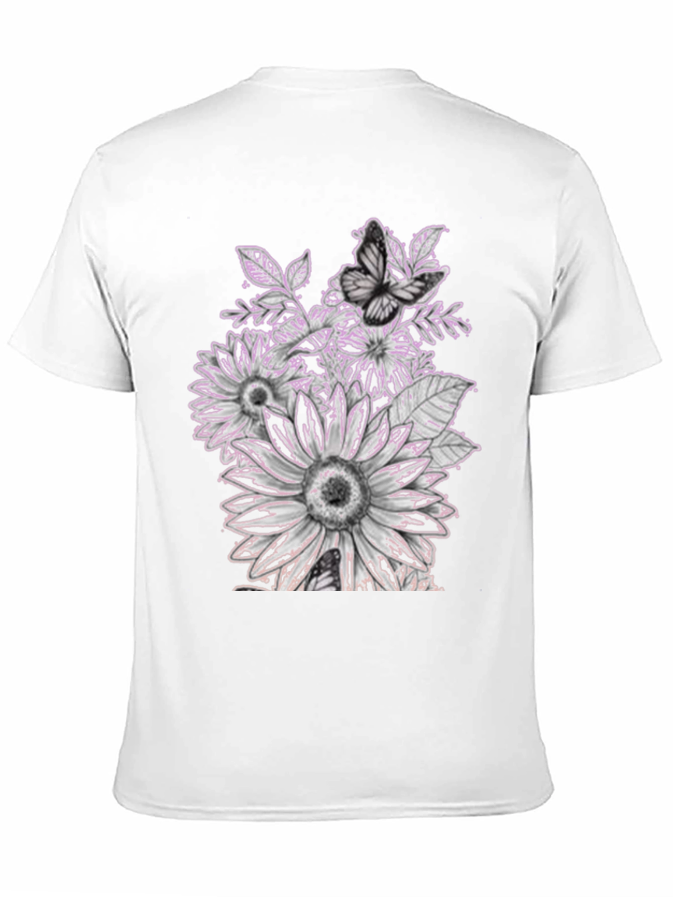 Floral Butterfly Graphic Black Tee