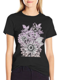 Floral Butterfly Graphic Black Tee