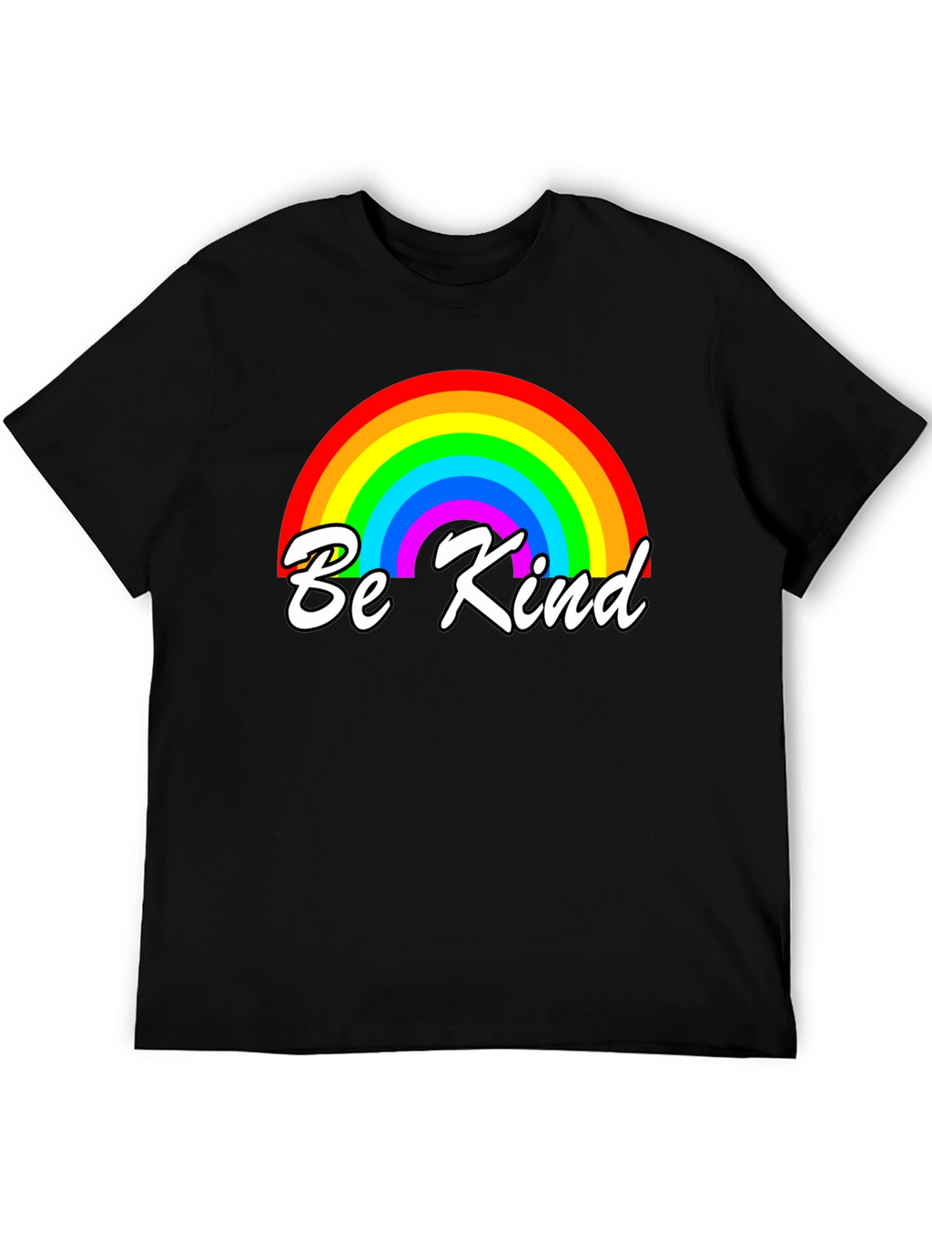 Be Kind Rainbow Graphic T-Shirt - Black