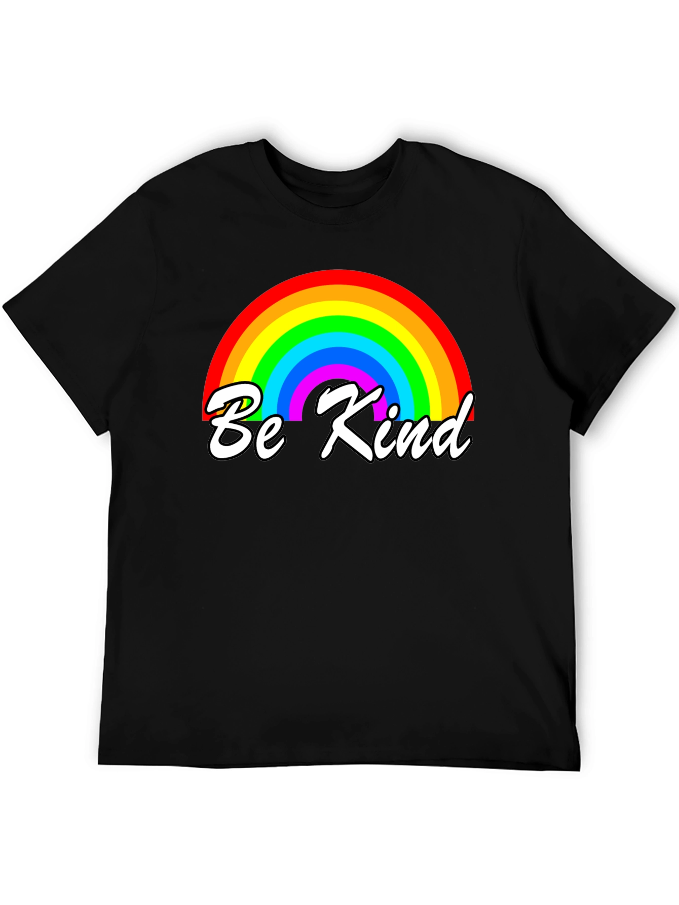 Be Kind Rainbow Graphic T-Shirt - Black