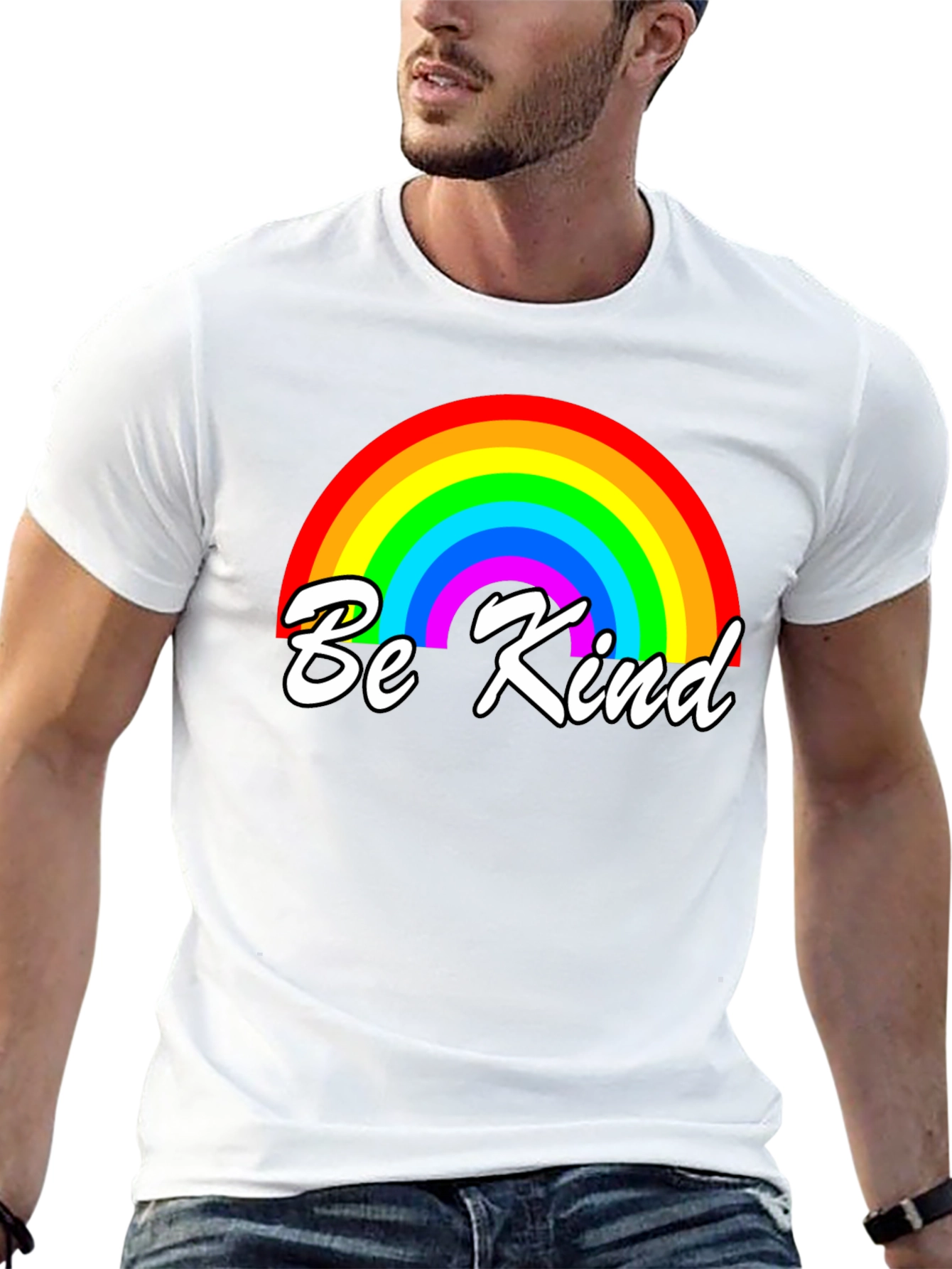 Be Kind Rainbow Graphic T-Shirt - Black
