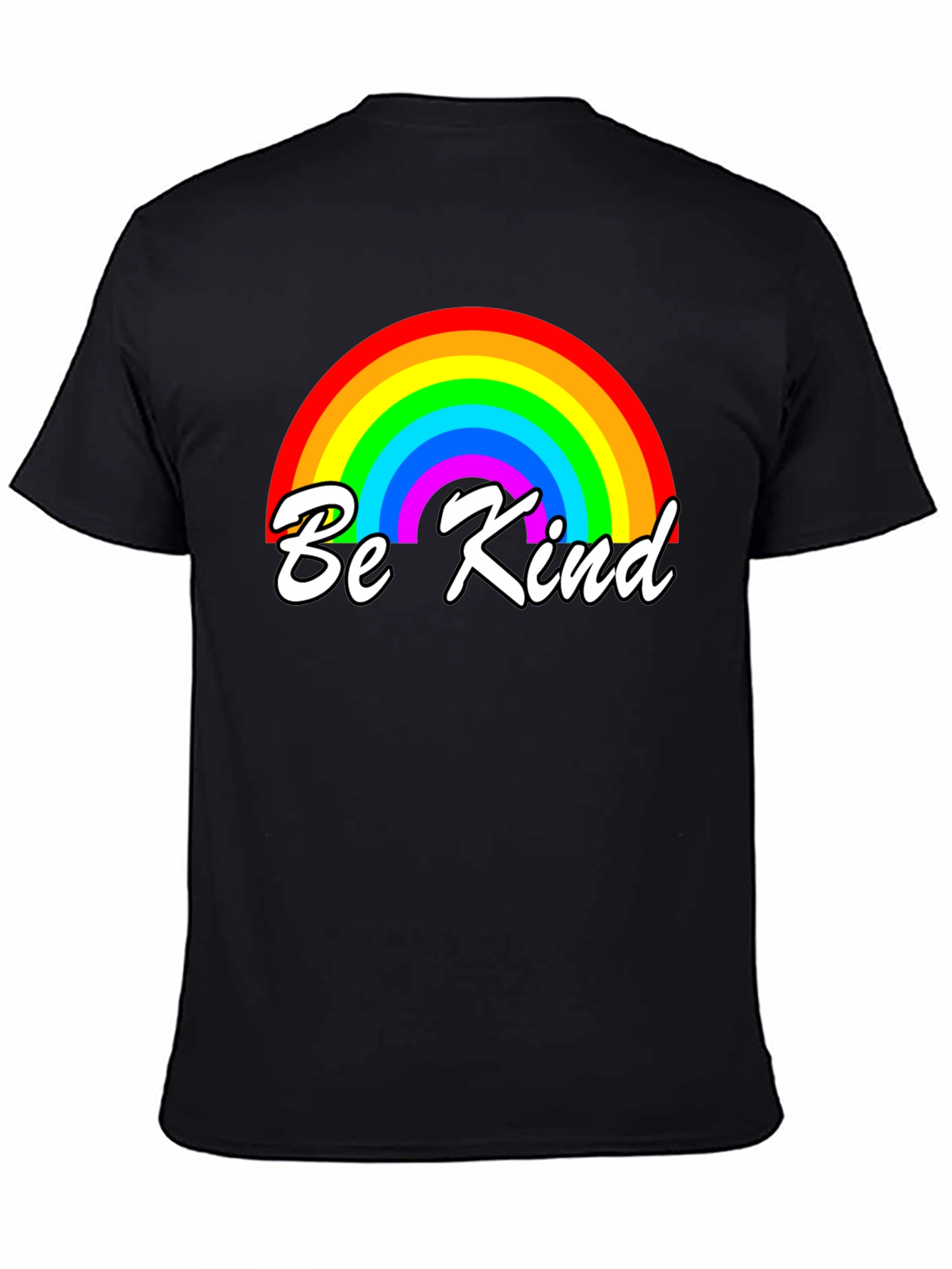 Be Kind Rainbow Graphic T-Shirt - Black