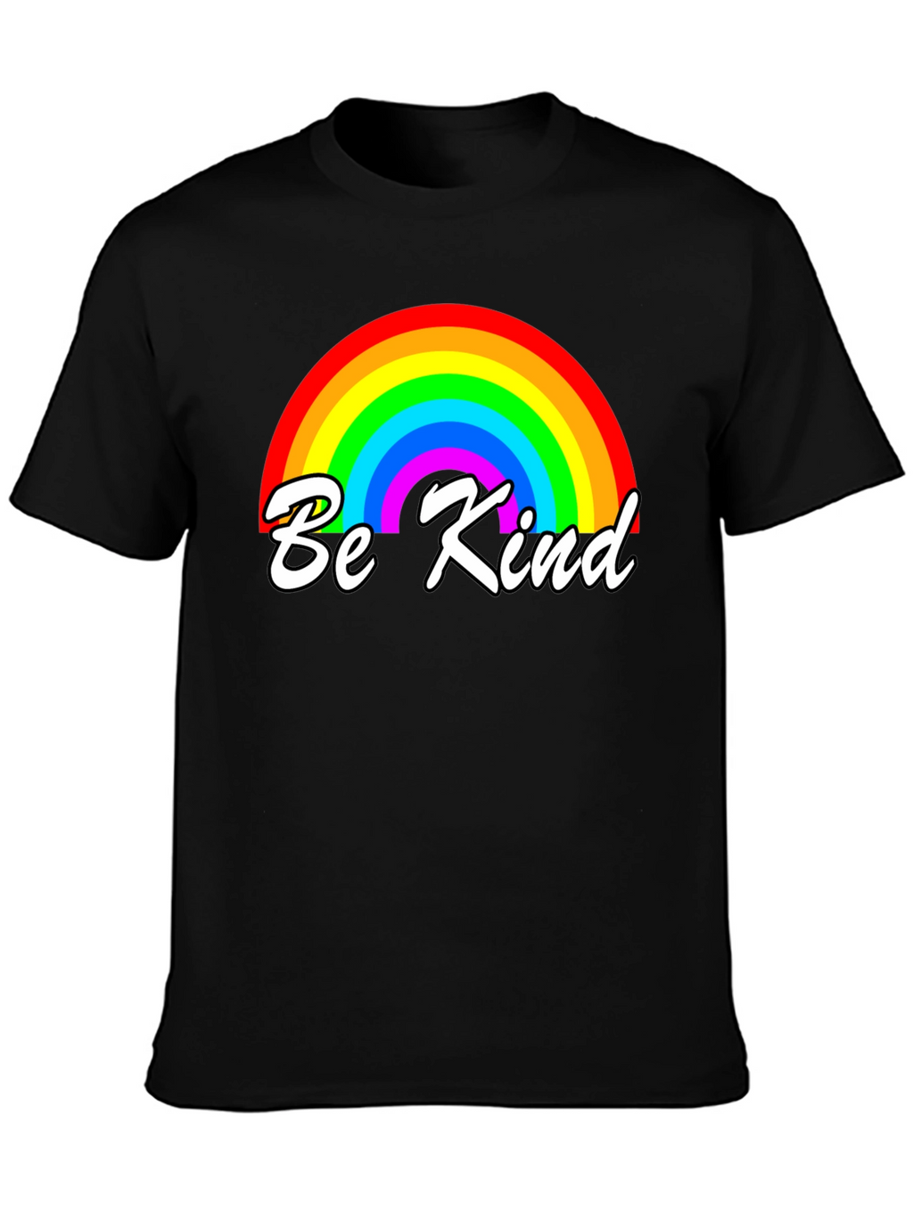 Be Kind Rainbow Graphic T-Shirt - Black
