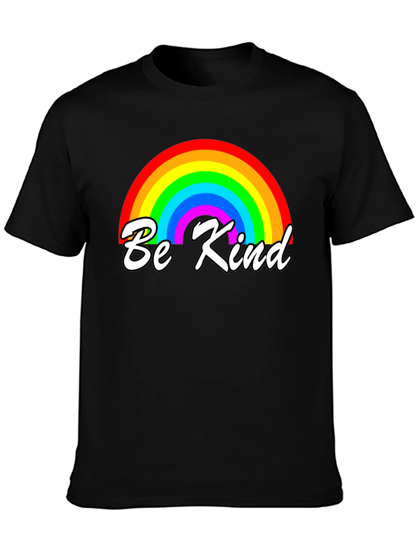Be Kind Rainbow Graphic T-Shirt - Black