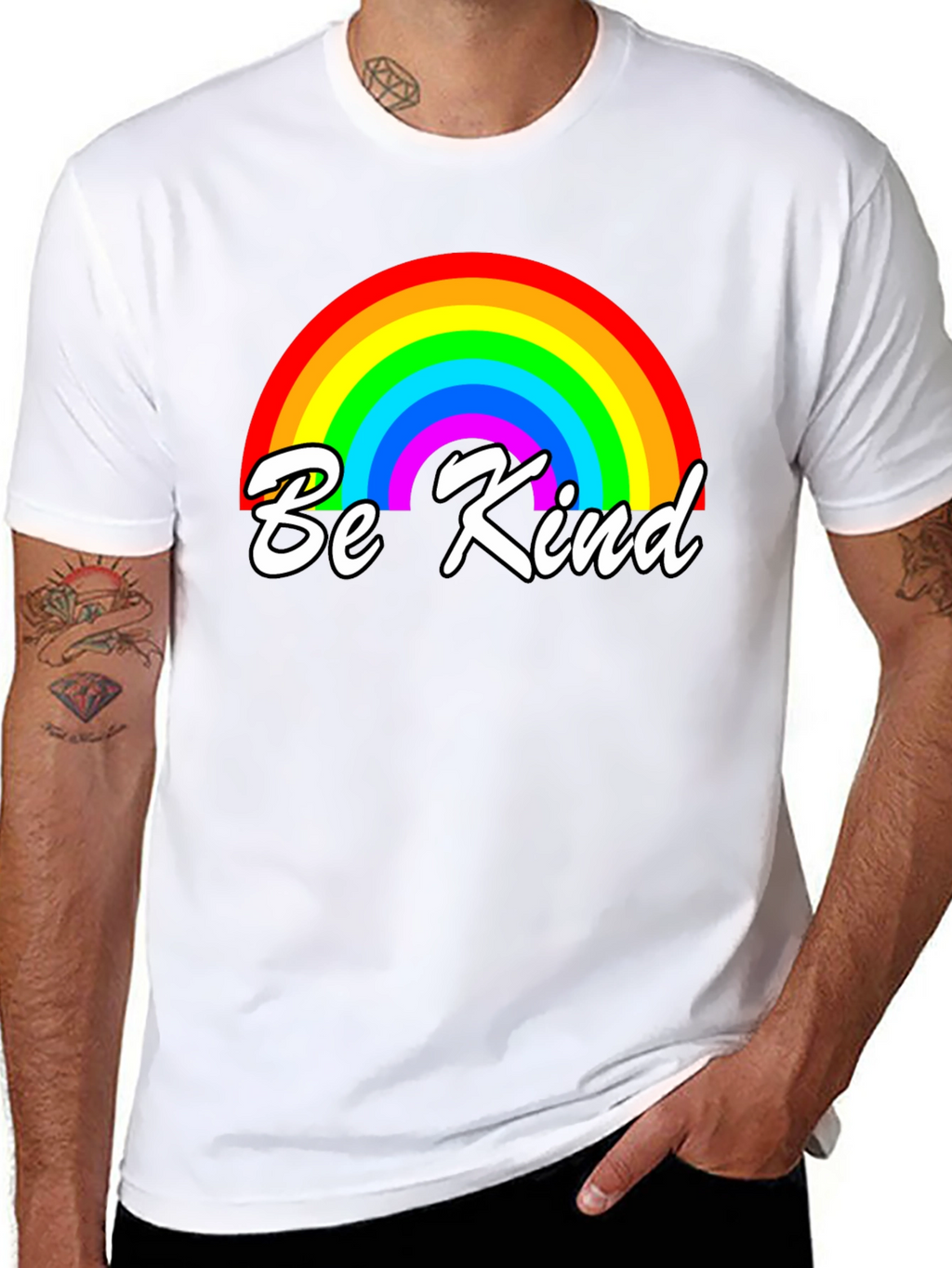 Be Kind Rainbow Graphic T-Shirt - Black
